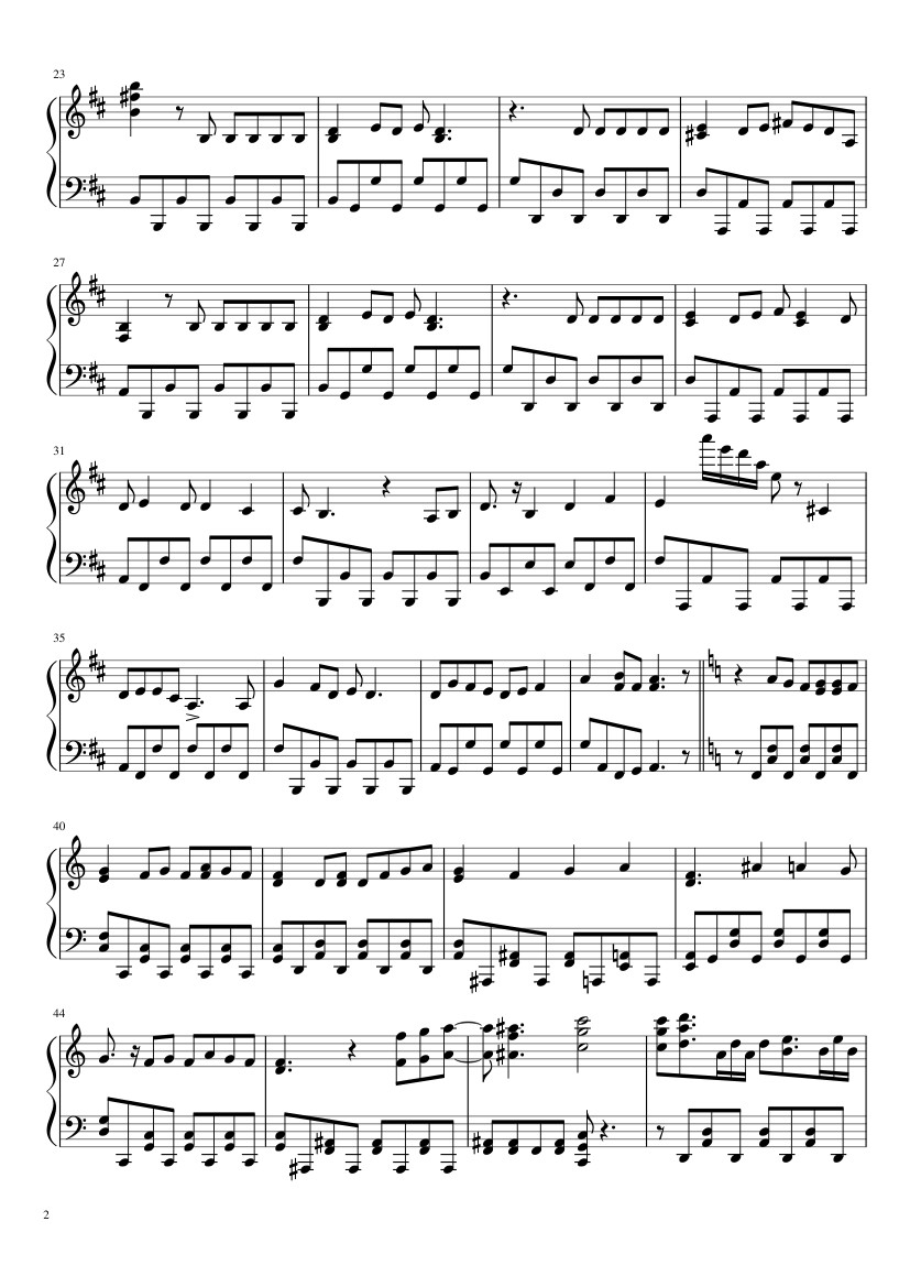 Page 2 of Sheet music PDF One Piece - Opening 2 - Believe Sheet Piano - GuillermoVN3