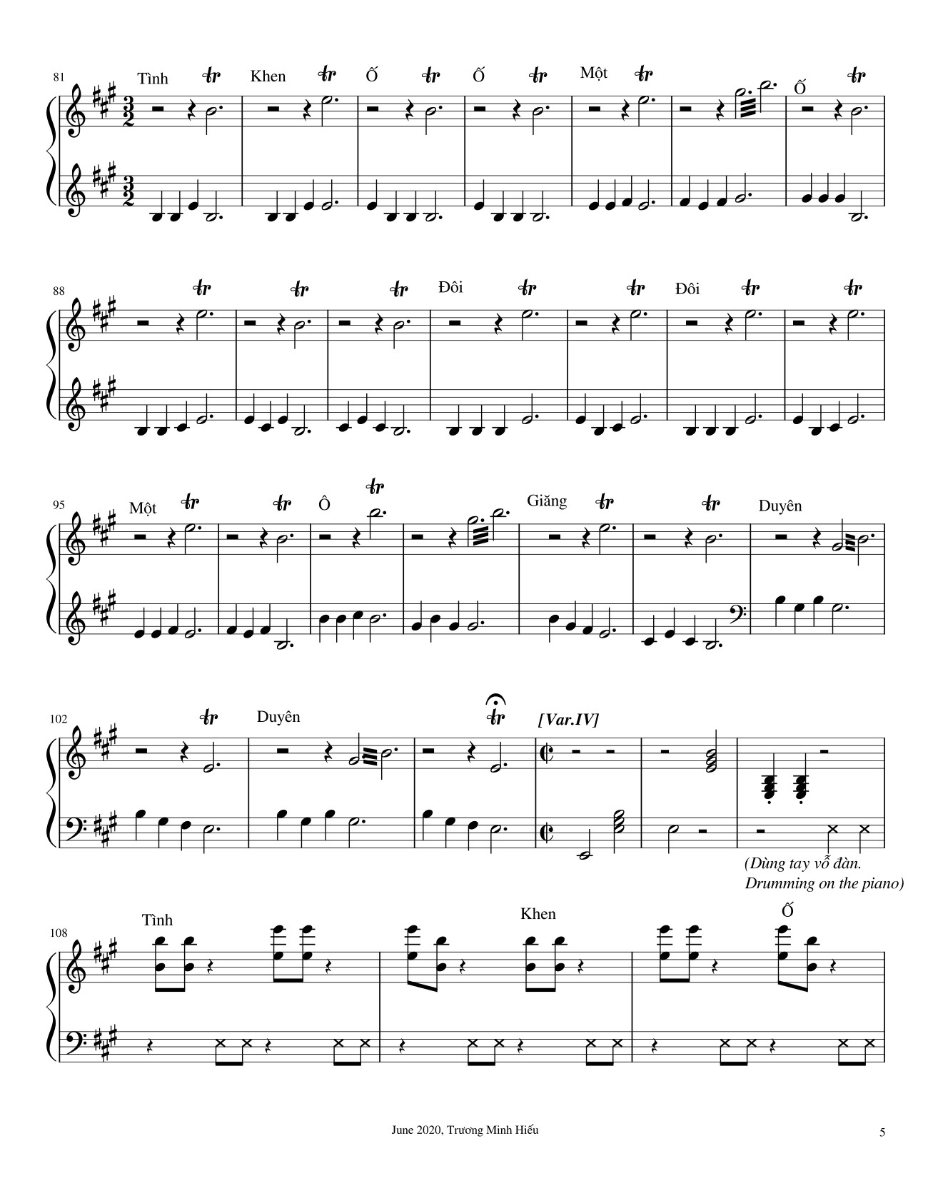 Page 5 of Sheet music PDF Trống cơm (Rice drum) Sheet Piano - @hiumintones