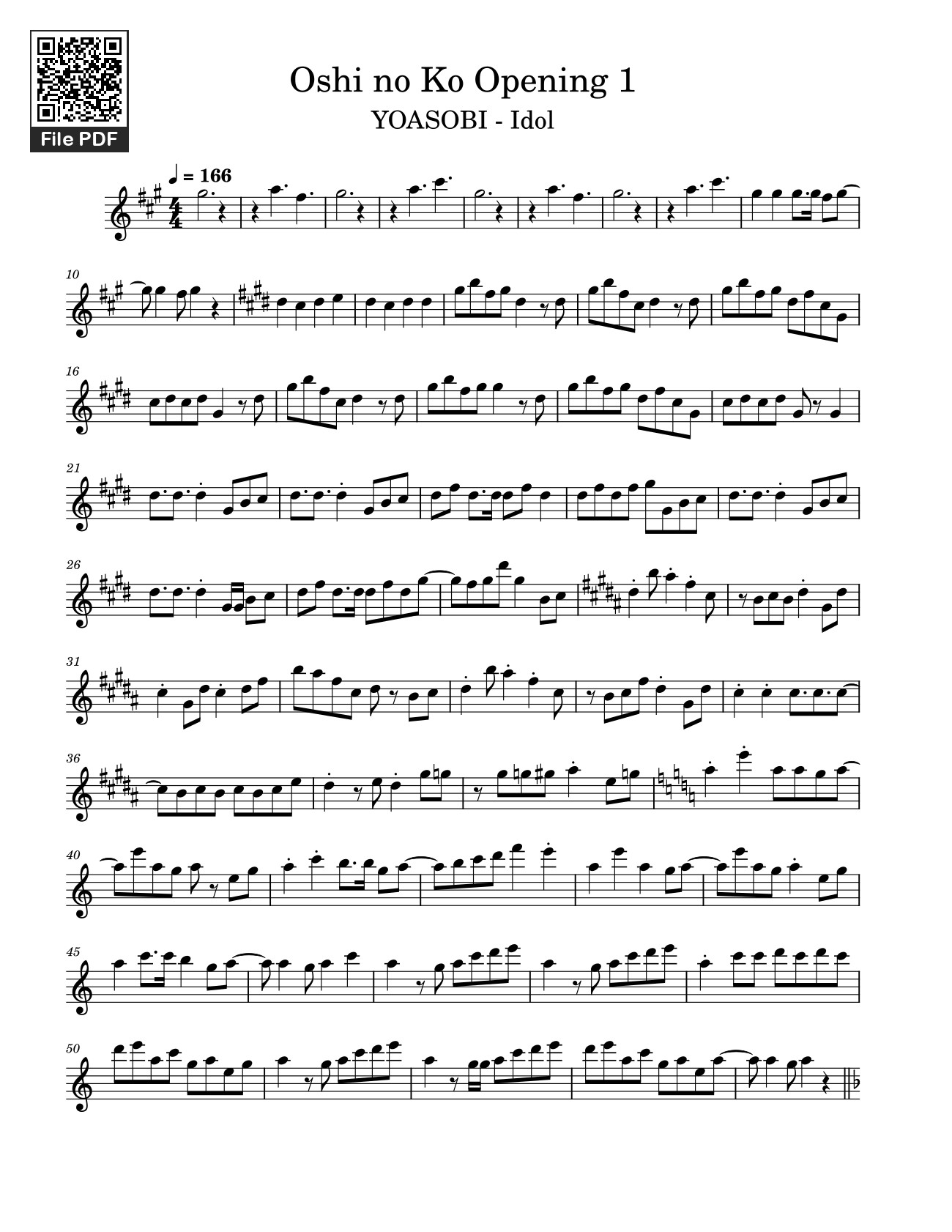 Page 1 of Sheet music PDF Oshi no Ko Opening 1 - Ccruz21