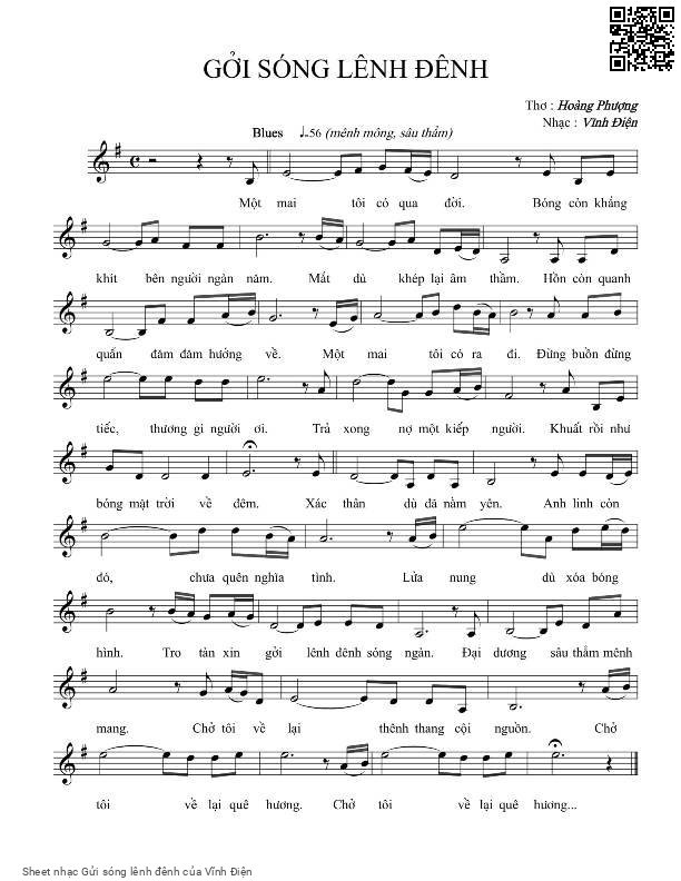 Sheet PDF of Gửi sóng lênh đênh