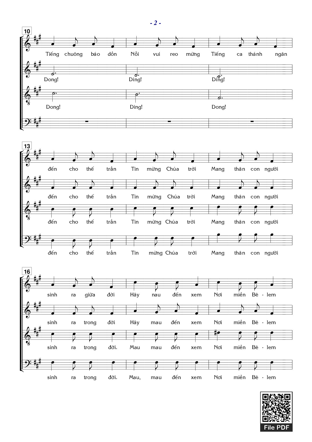 Page 2 of Sheet music PDF Tiếng Chuông Sinh Nhật - Nguyễn Bách