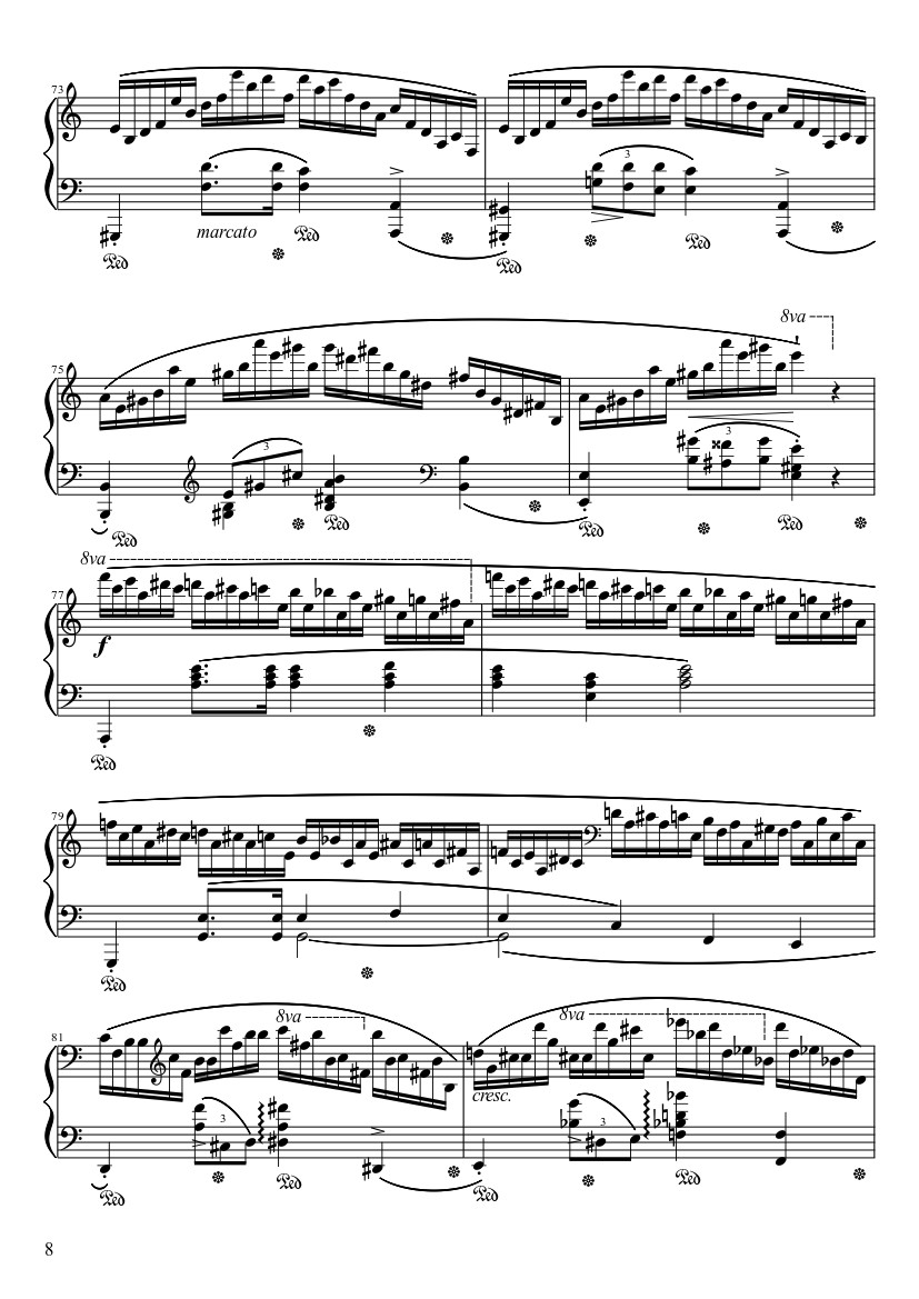 Page 8 of Sheet music PDF Étude Opus 25 No. 11 in A Minor “Winter Wind” Sheet Piano - Frédéric François Chopin