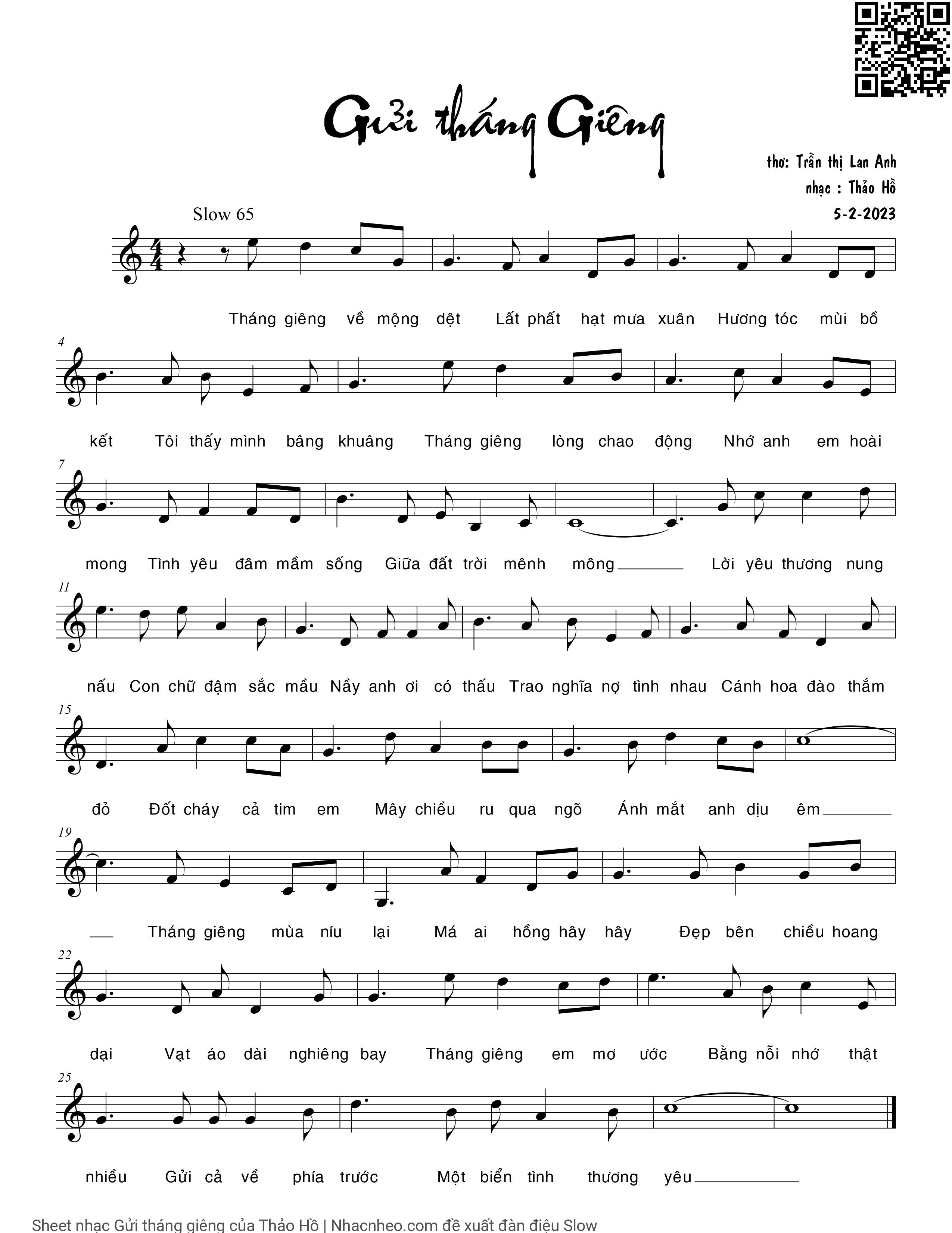 Sheet PDF of Gửi tháng giêng