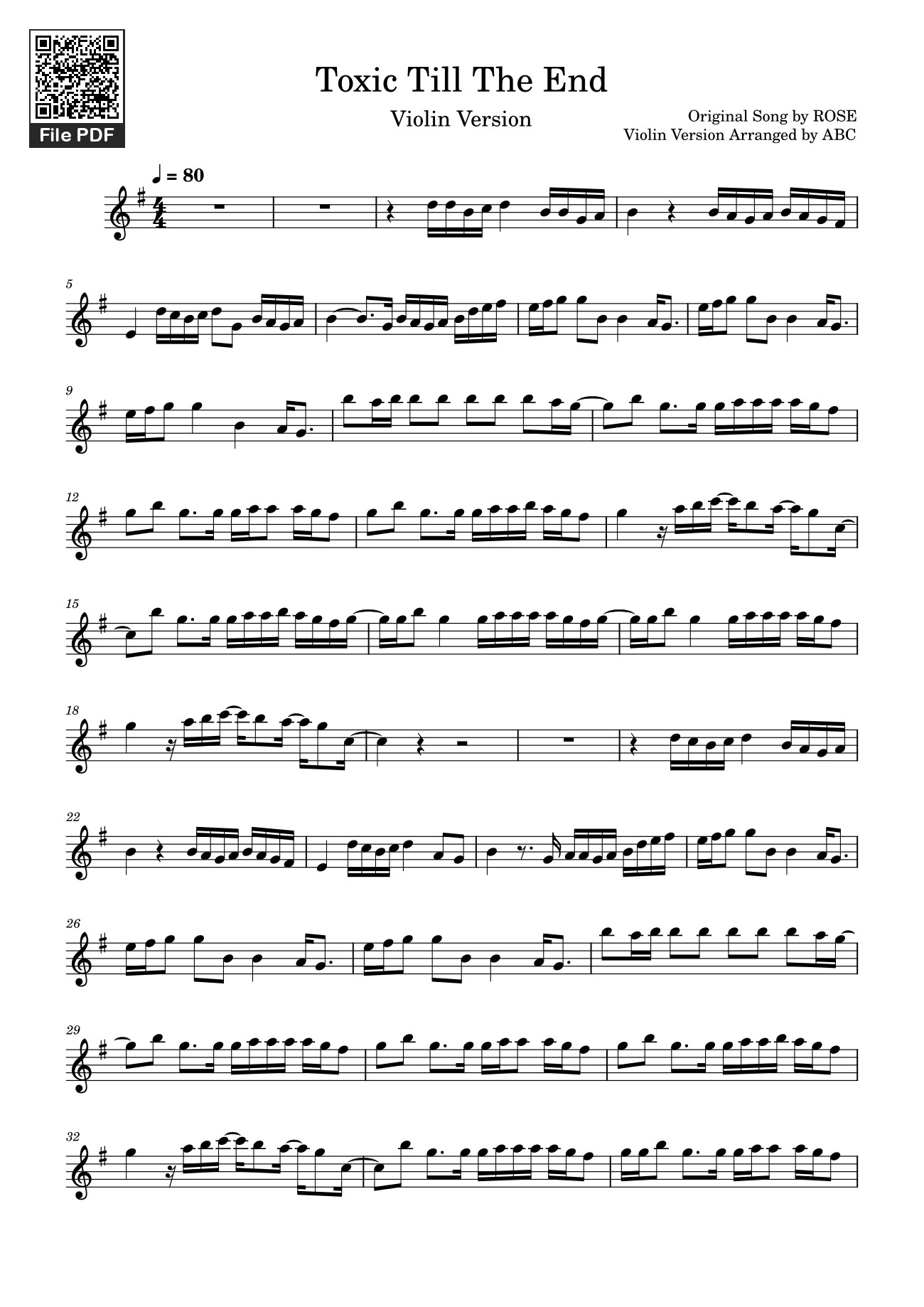 Sheet PDF of Toxic Till The End Sheet Violin