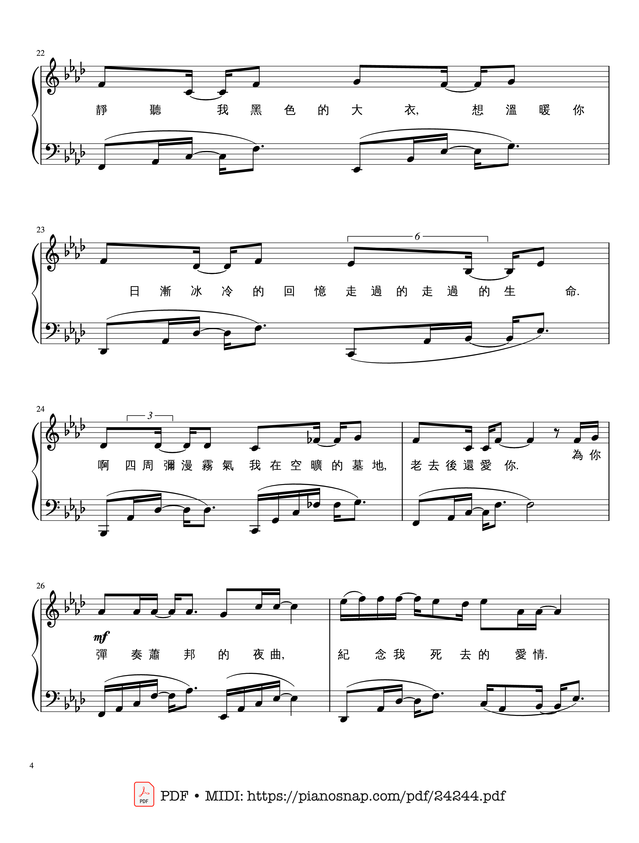Page 4 of Sheet music PDF Jay Chou 周杰倫【夜曲Ye Qu】 Sheet Piano - 夜曲Ye Qu