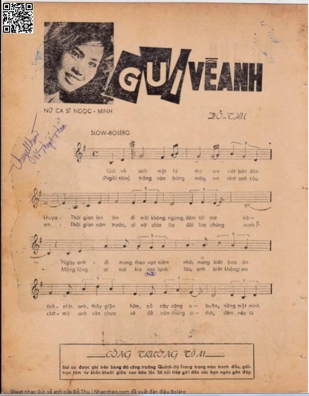 Page 2 of Sheet music PDF Gửi về anh - Đỗ Thu