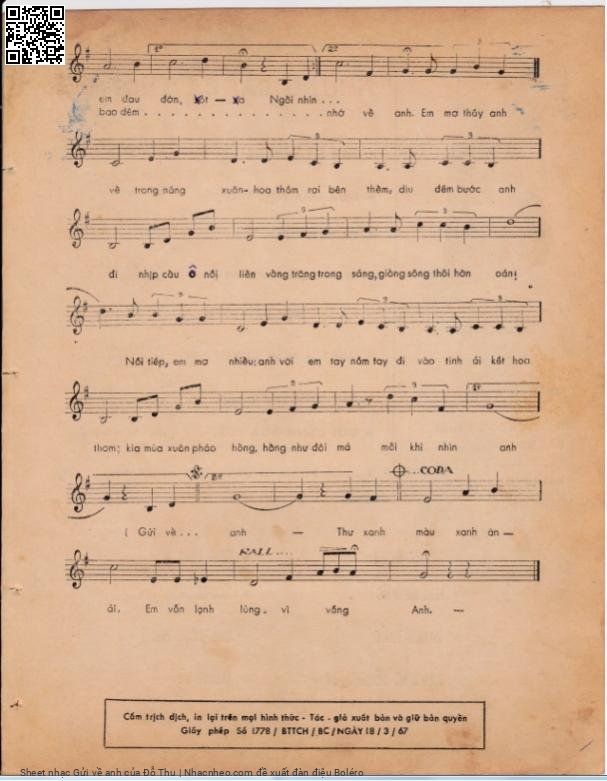 Page 3 of Sheet music PDF Gửi về anh - Đỗ Thu