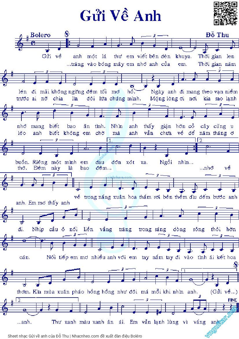 Page 5 of Sheet music PDF Gửi về anh - Đỗ Thu