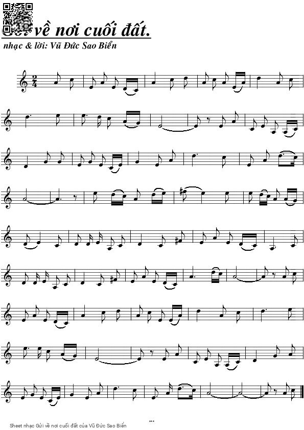 Page 1 of Sheet music PDF Gửi về nơi cuối đất - Vũ Đức Sao Biển