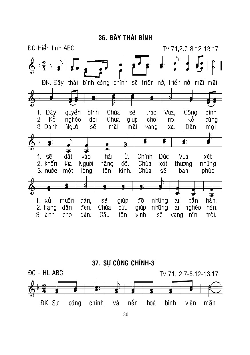 Page 2 of Sheet music PDF Thánh Vịnh 71, Đây Thái Bình - Mi Trầm