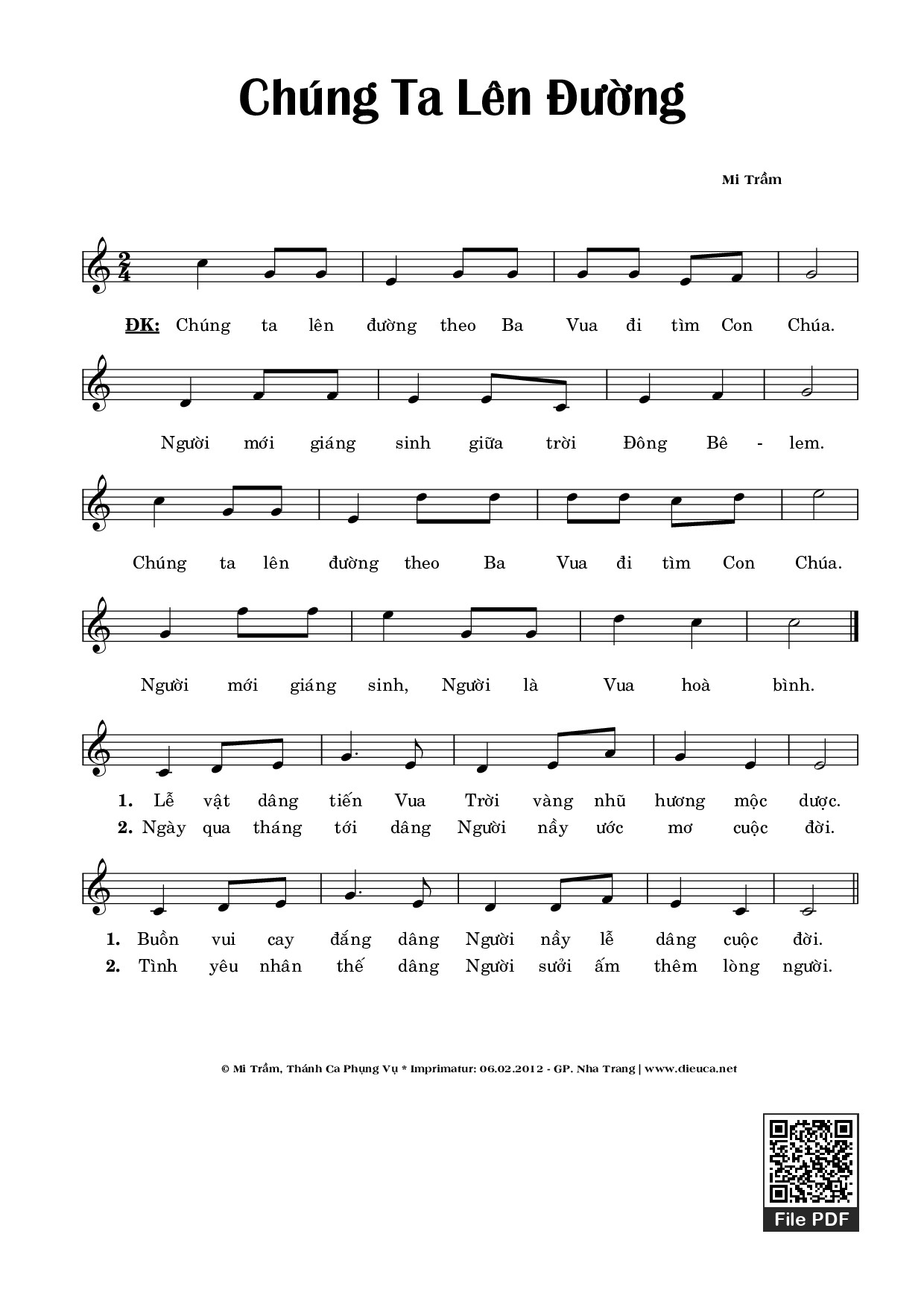 Page 1 of Sheet music PDF Bài Ca Lên Đường - Mi Trầm
