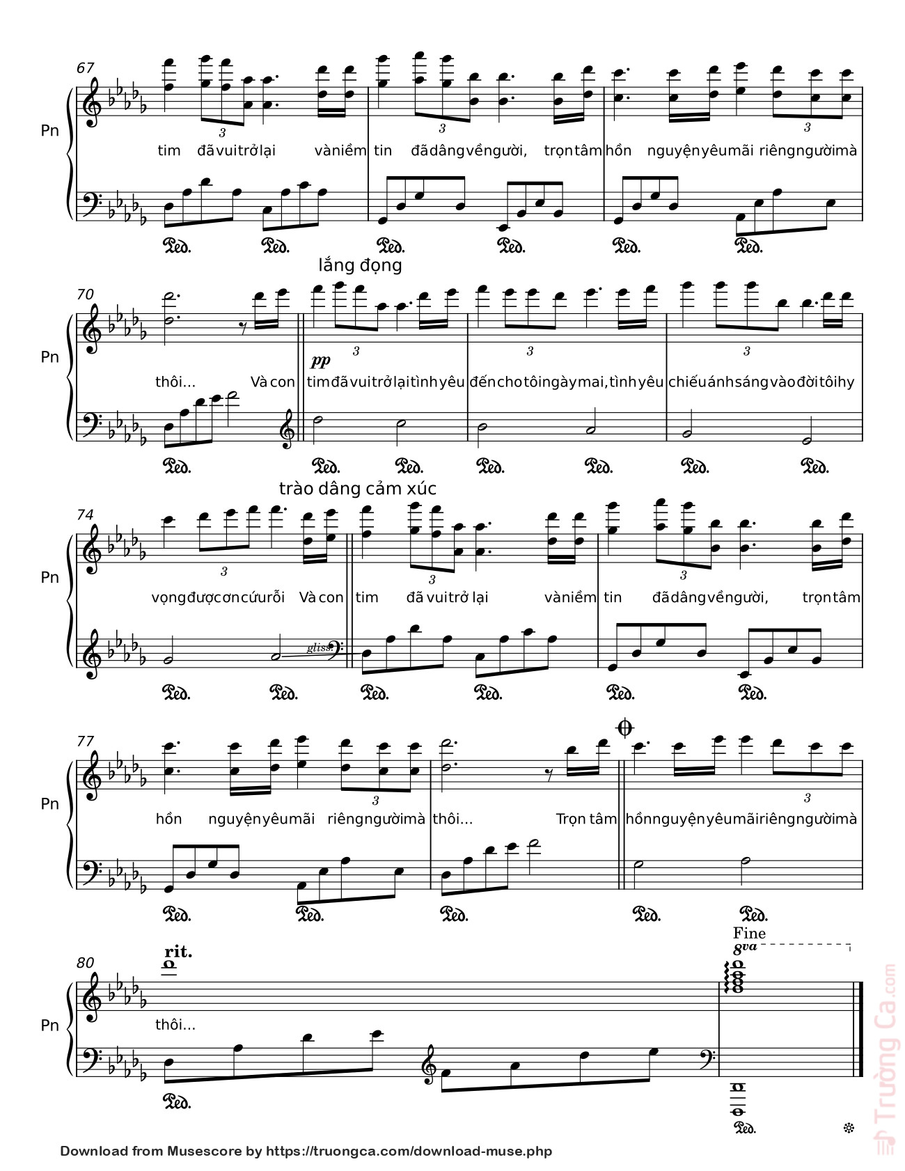 Page 5 of Sheet music PDF VÀ CON TIM ĐÃ VUI TRỞ LẠI Sheet Piano - Đức Huy