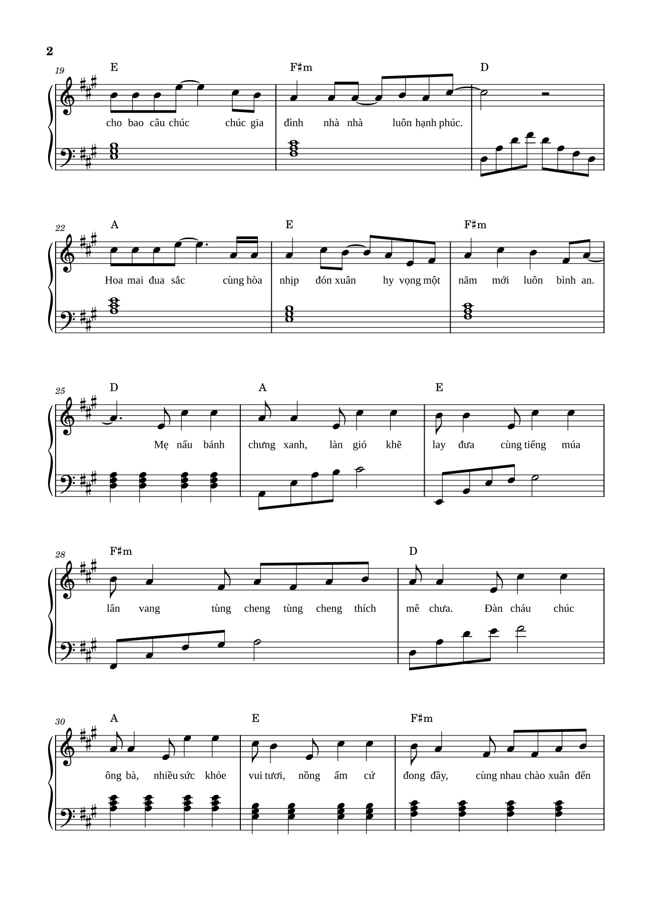 Page 2 of Sheet music PDF Tết Đong Đầy Sheet Piano - Nguyễn Khoa