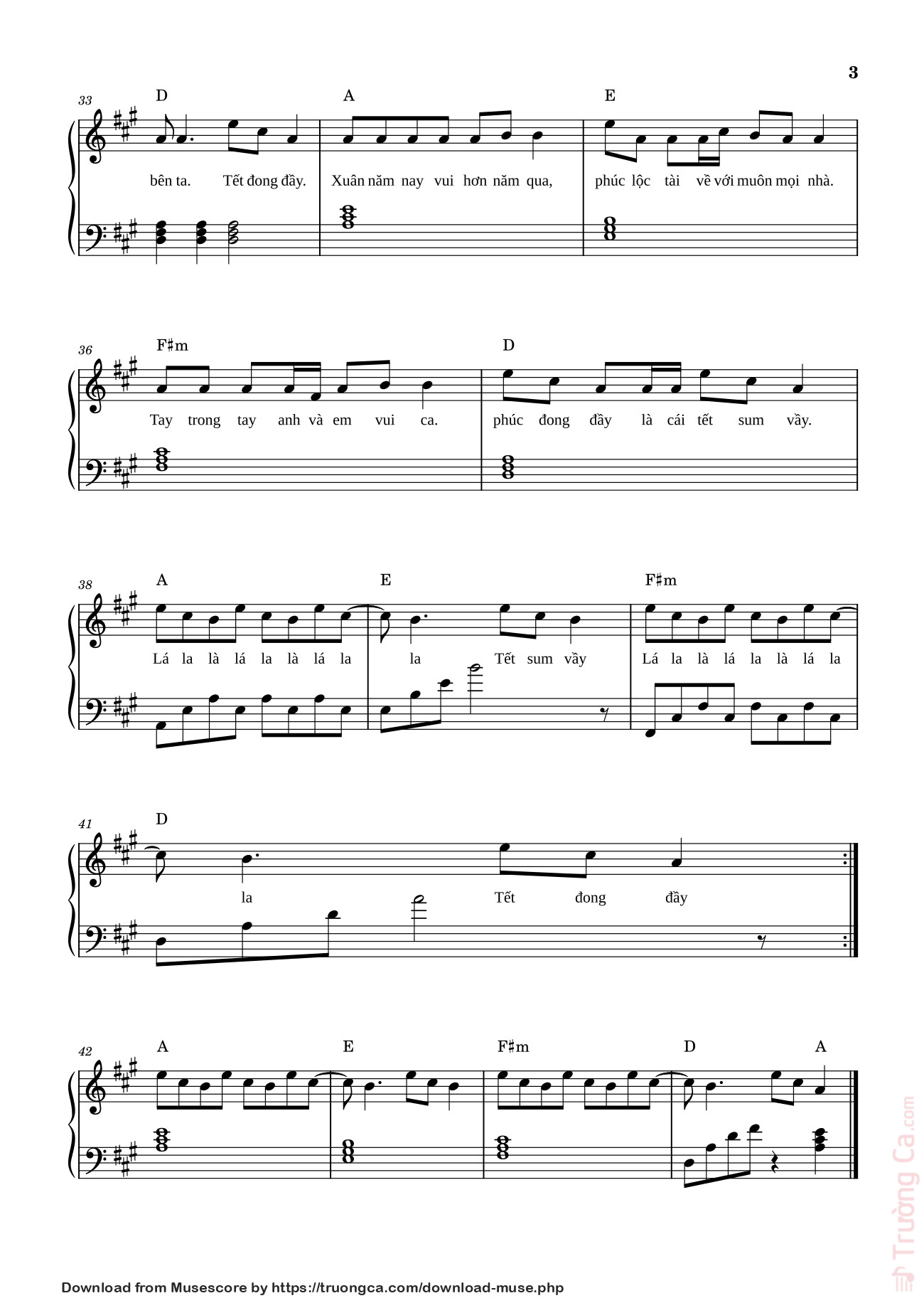 Page 3 of Sheet music PDF Tết Đong Đầy Sheet Piano - Nguyễn Khoa