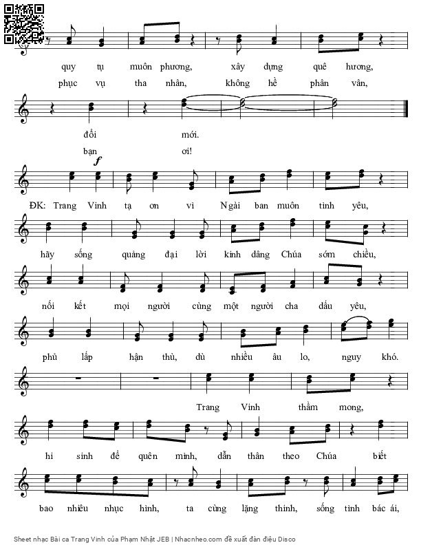Page 2 of Sheet music PDF Bài ca Trang Vinh - Phạm Nhật JEB