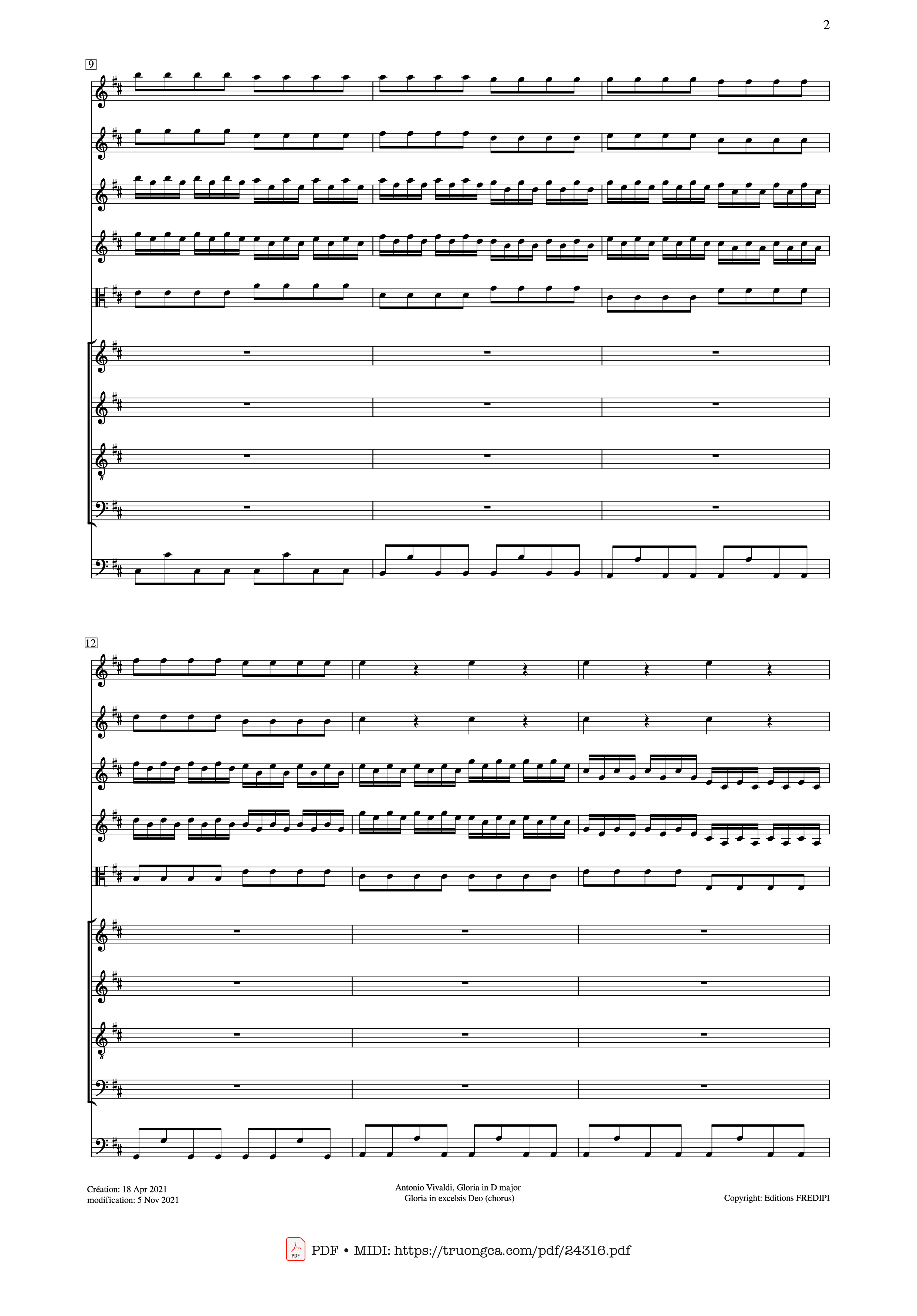 Page 2 of Sheet music PDF Gloria in excelsis Deo (SATB Violin) - Antonio Vivaldi