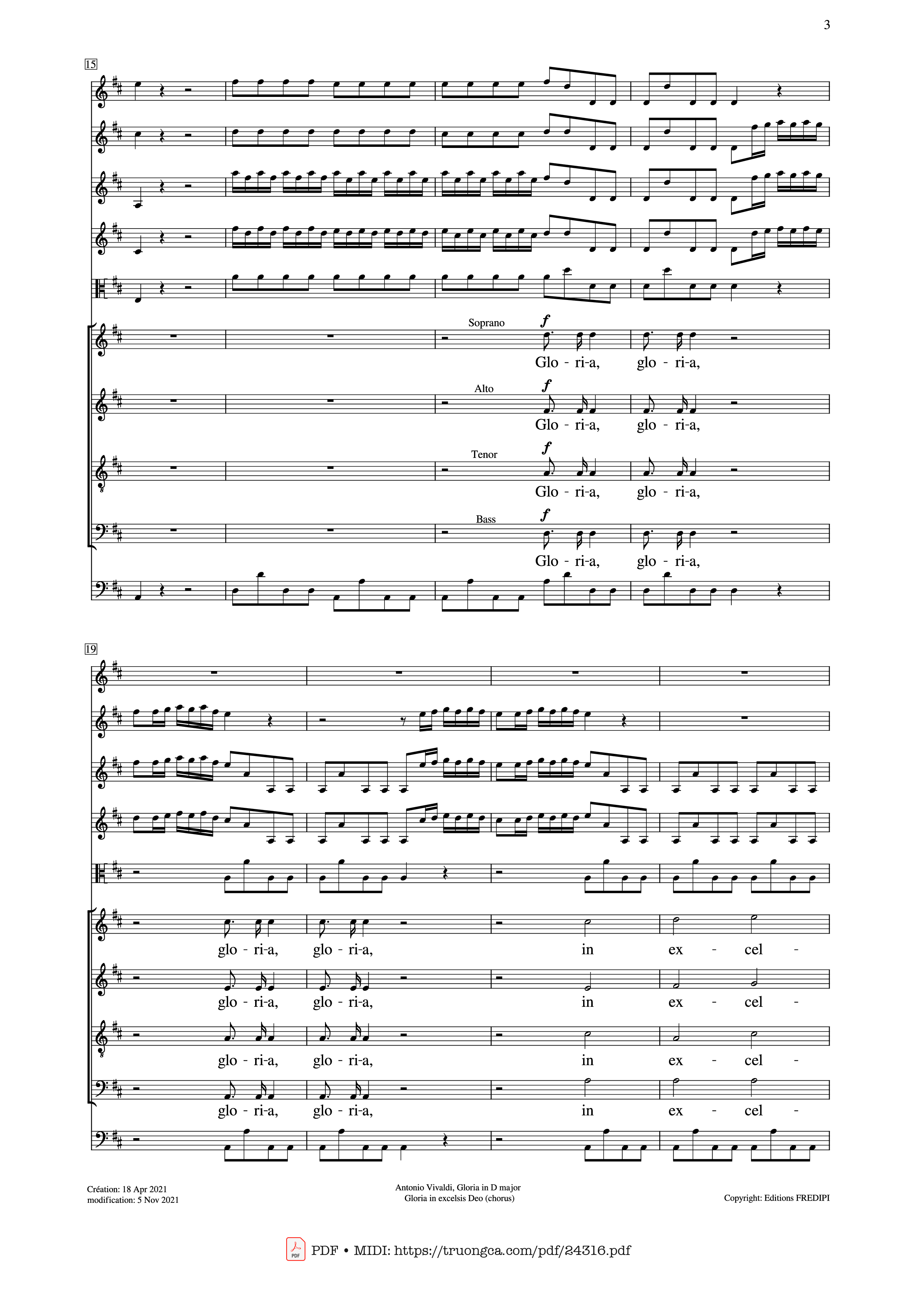 Page 3 of Sheet music PDF Gloria in excelsis Deo (SATB Violin) - Antonio Vivaldi