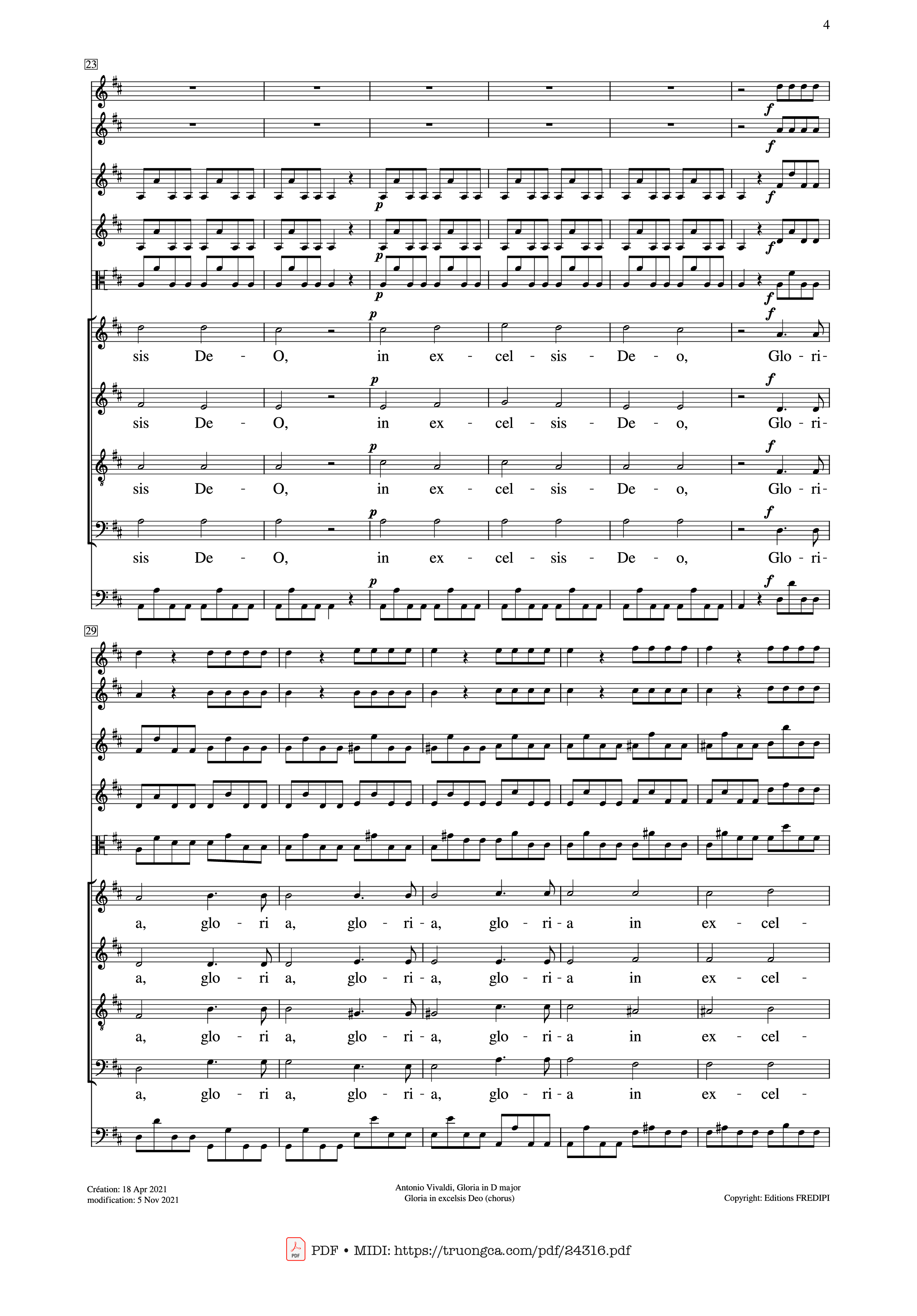 Page 4 of Sheet music PDF Gloria in excelsis Deo (SATB Violin) - Antonio Vivaldi