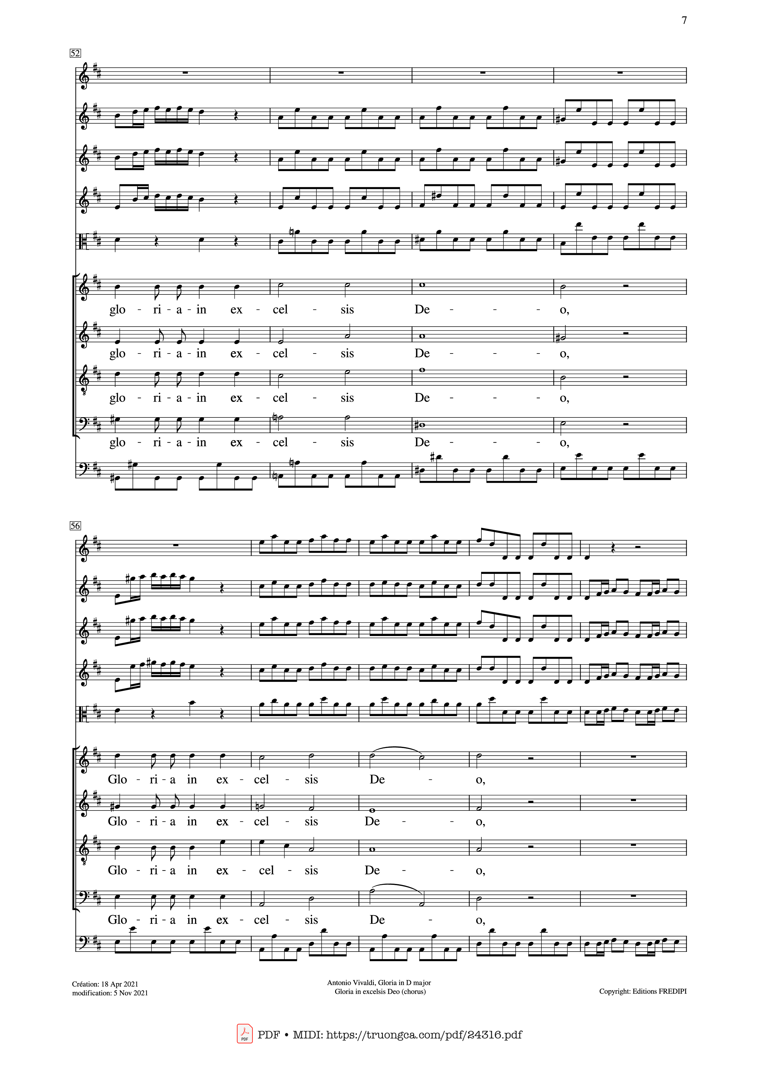 Page 7 of Sheet music PDF Gloria in excelsis Deo (SATB Violin) - Antonio Vivaldi