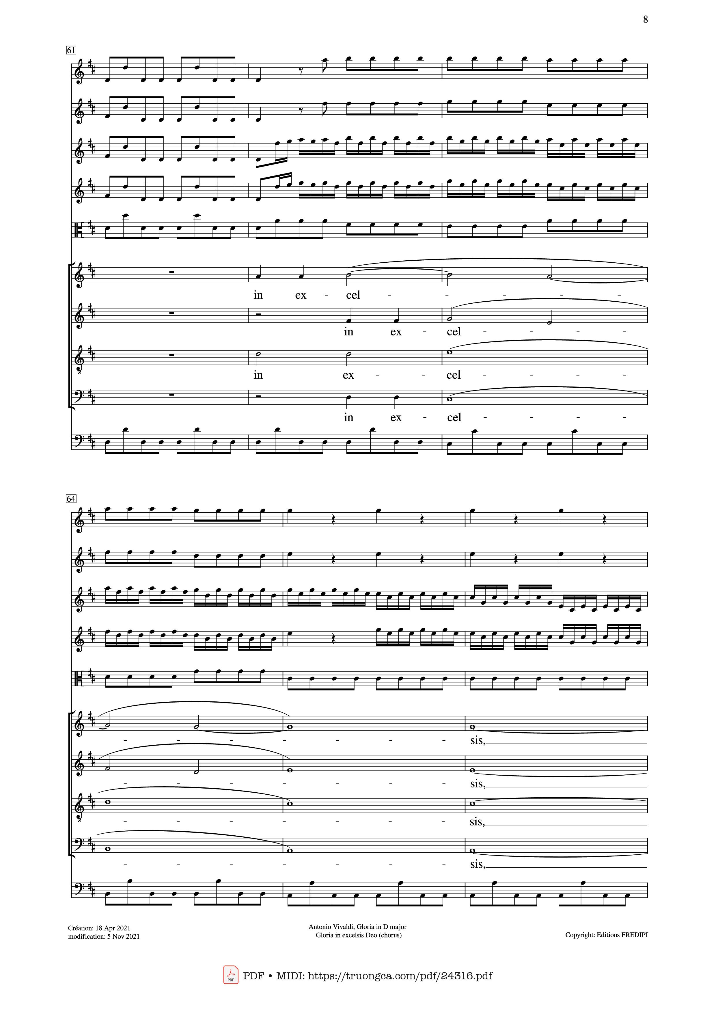 Page 8 of Sheet music PDF Gloria in excelsis Deo (SATB Violin) - Antonio Vivaldi