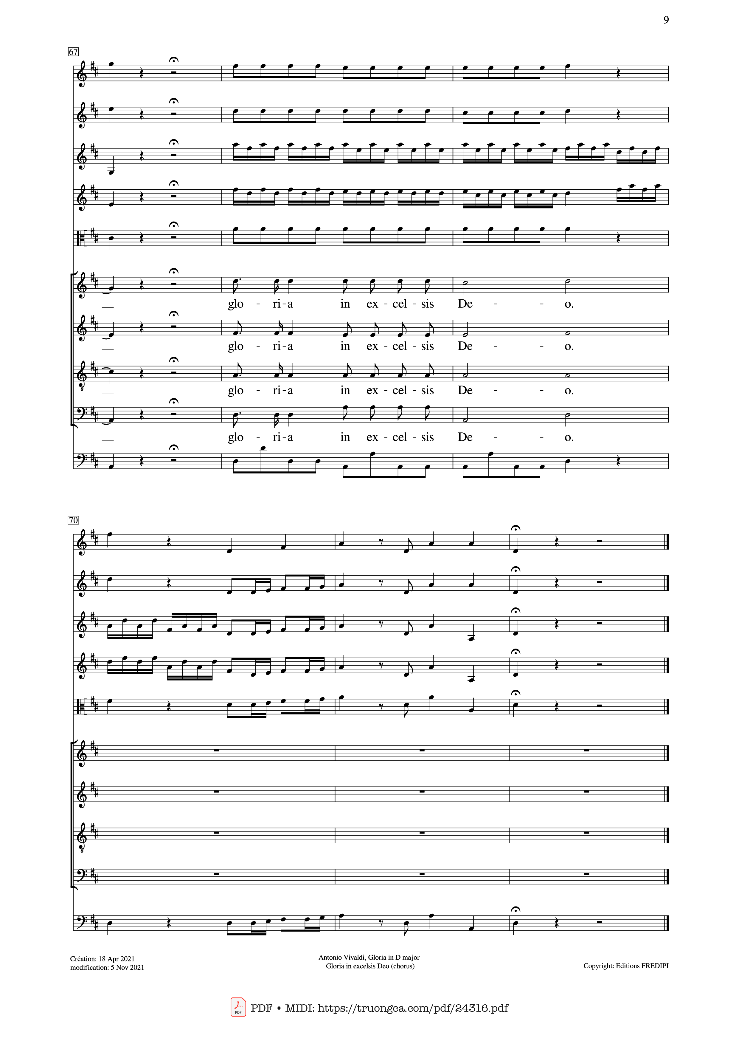Page 9 of Sheet music PDF Gloria in excelsis Deo (SATB Violin) - Antonio Vivaldi