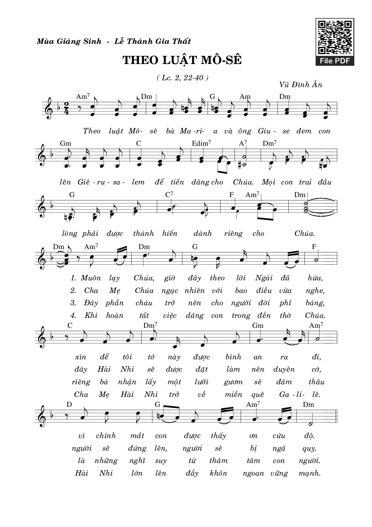 Page 1 of Sheet music PDF Theo Luật Mô-Sê - Vũ Đình Ân