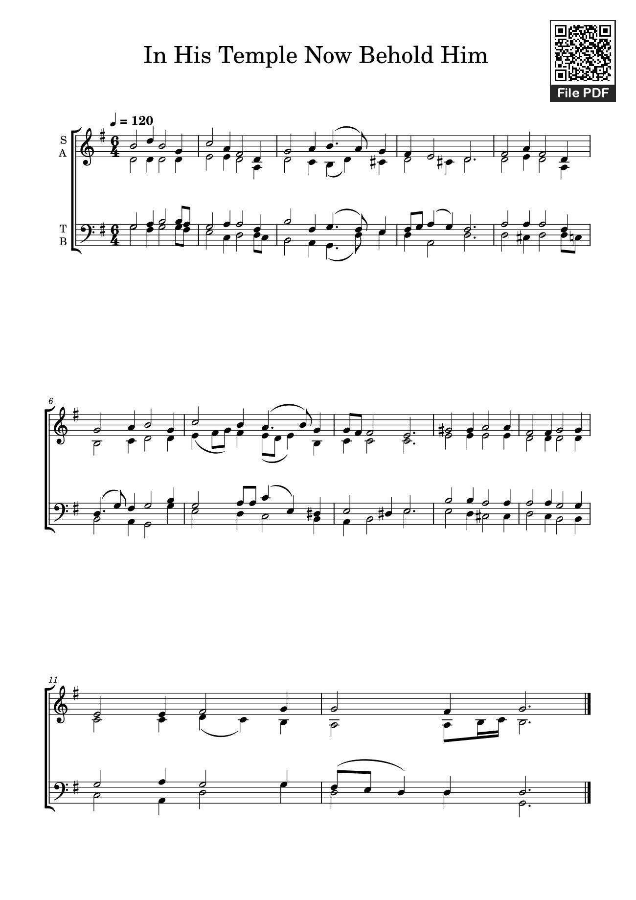 Sheet PDF of In His Temple Now Behold Him