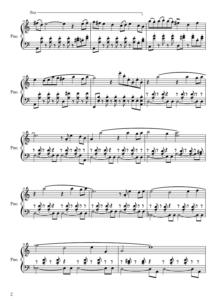 Page 2 of Sheet music PDF Faron Woods Sheet Piano - EpicGamer02