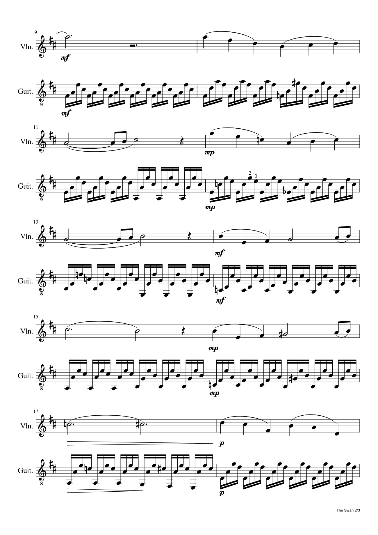 Page 2 of Sheet music PDF The Swan Sheet Piano - Camille Saint-Saëns (1835-1921)