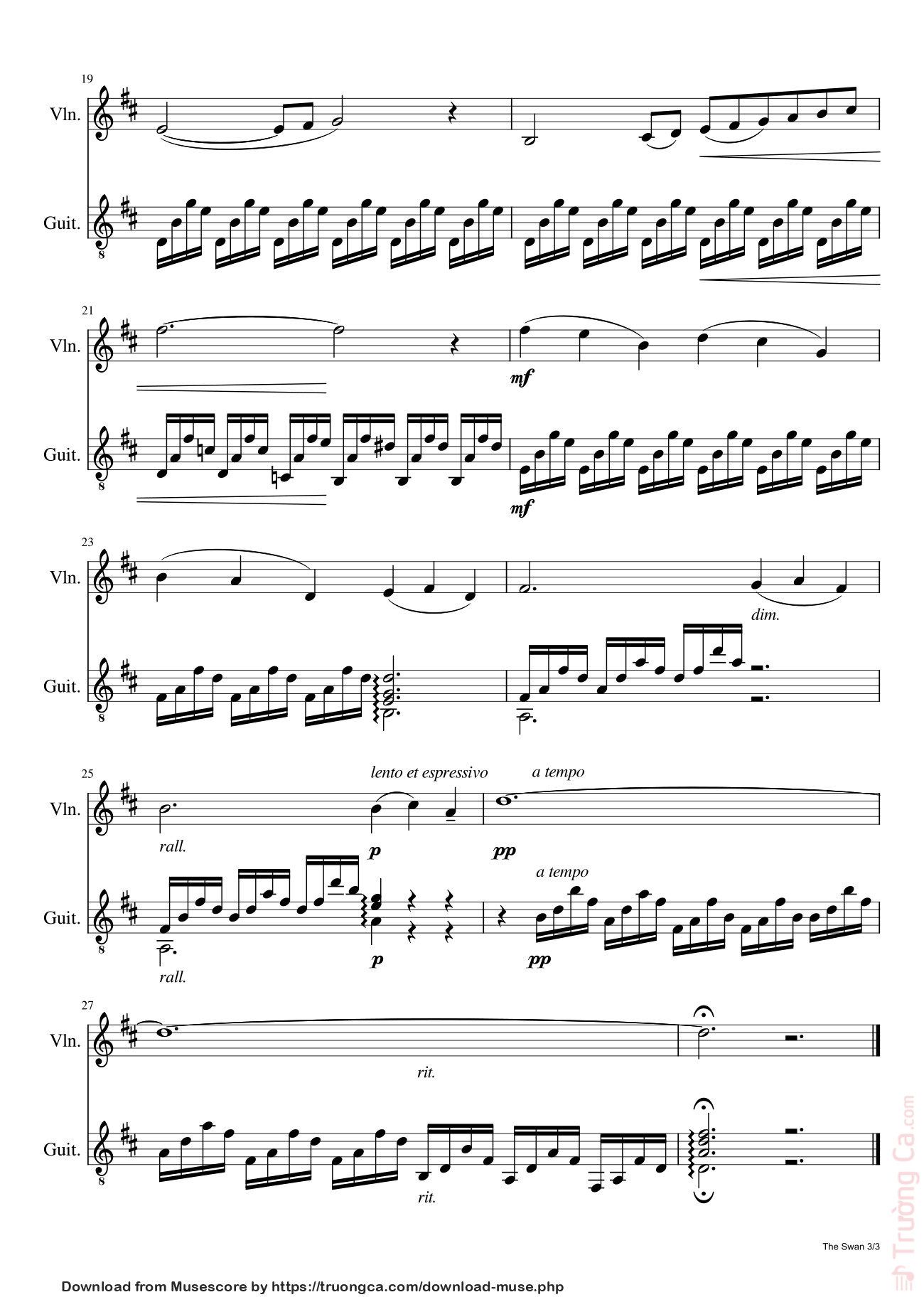 Page 3 of Sheet music PDF The Swan Sheet Piano - Camille Saint-Saëns (1835-1921)