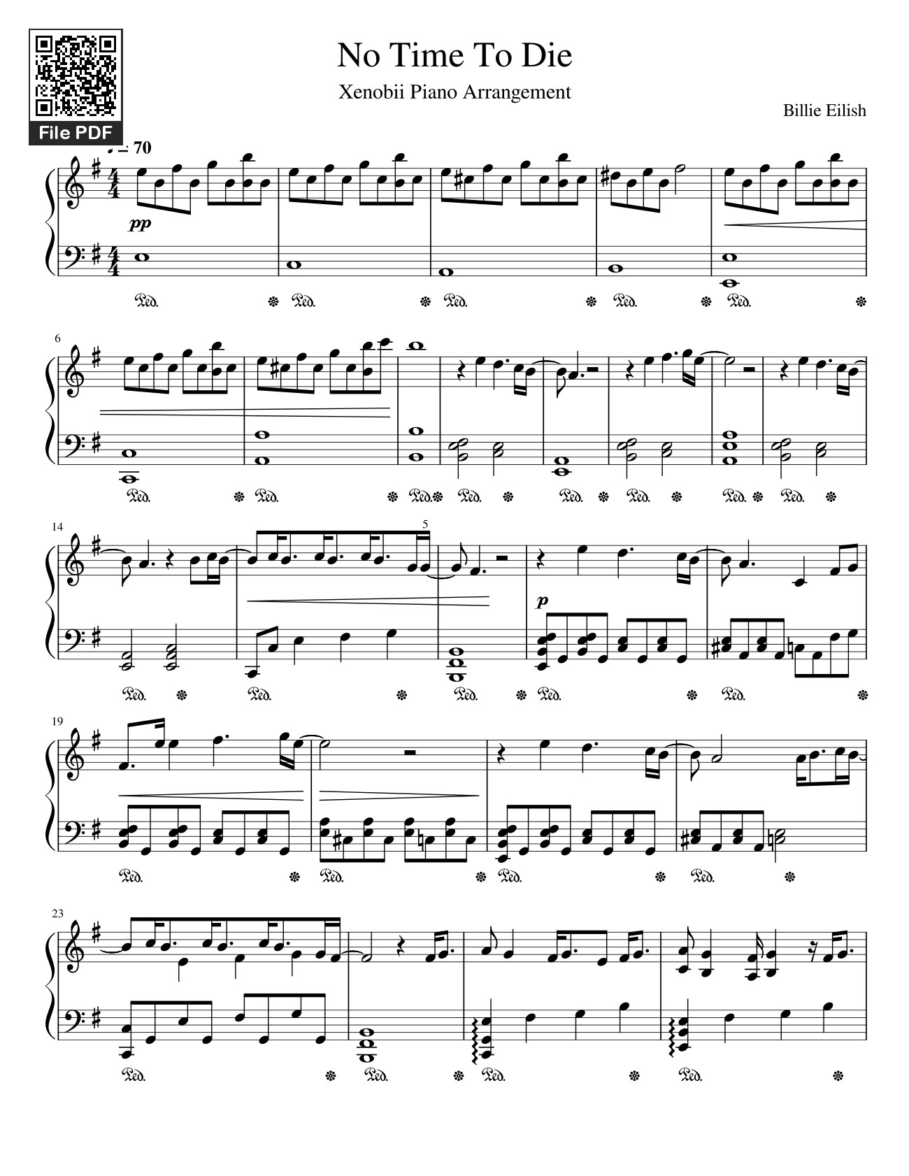 Sheet PDF of No Time To Die Sheet Piano