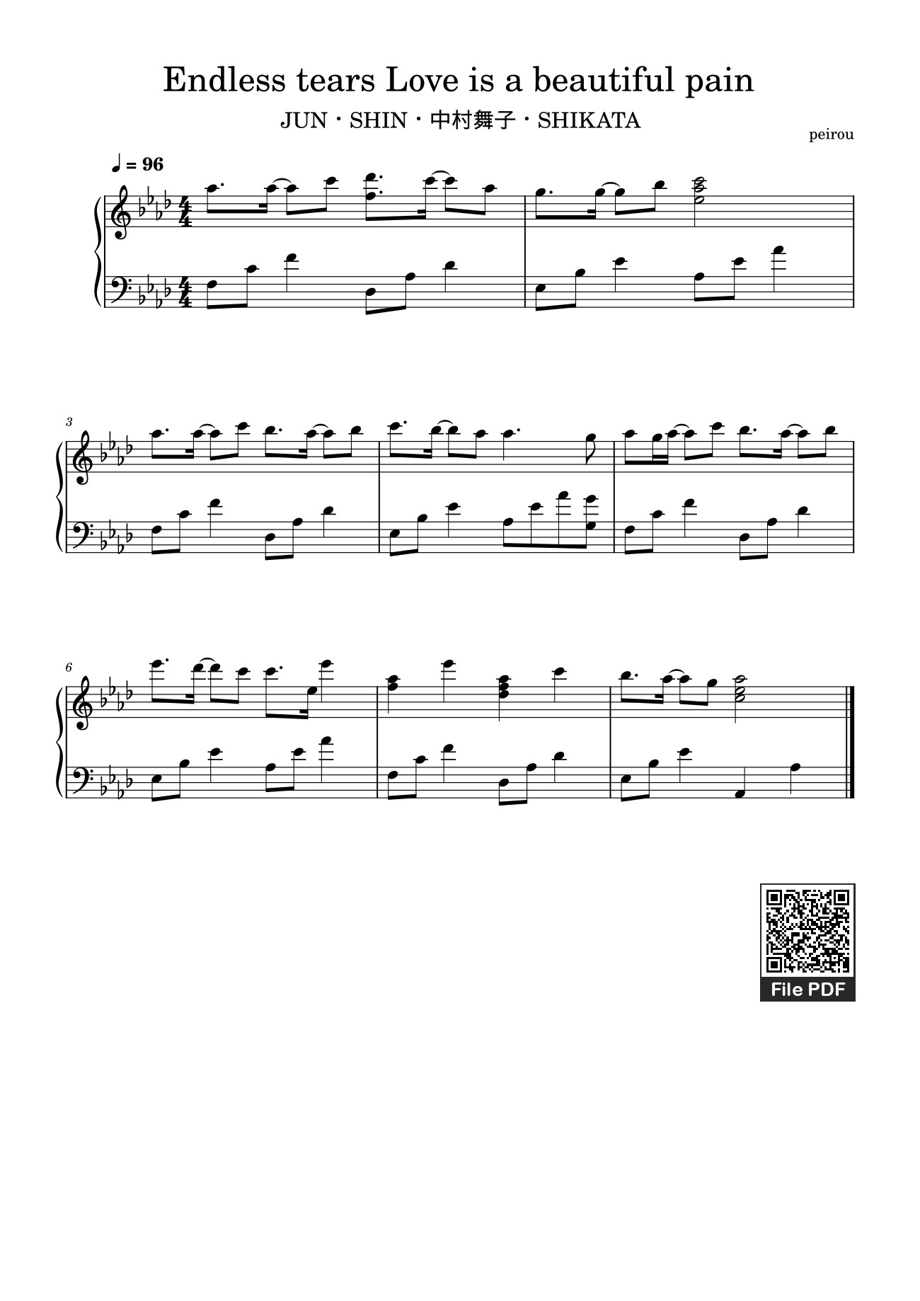 Sheet PDF of Endless tears Love is a beautiful pain Sheet Piano