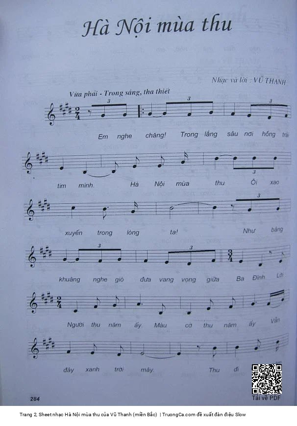 Page 2 of Sheet music PDF Hà Nội mùa thu - Vũ Thanh (miền Bắc)