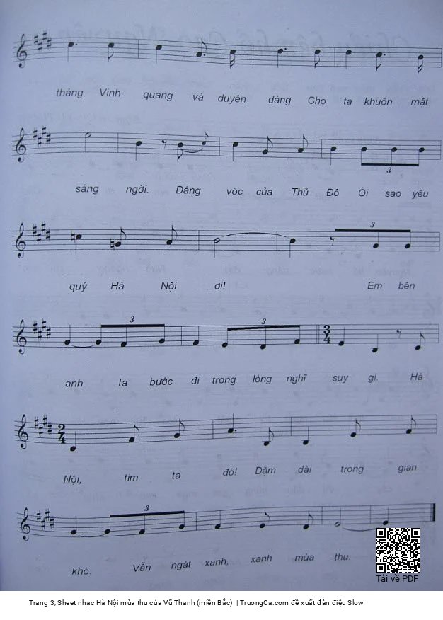 Page 3 of Sheet music PDF Hà Nội mùa thu - Vũ Thanh (miền Bắc)