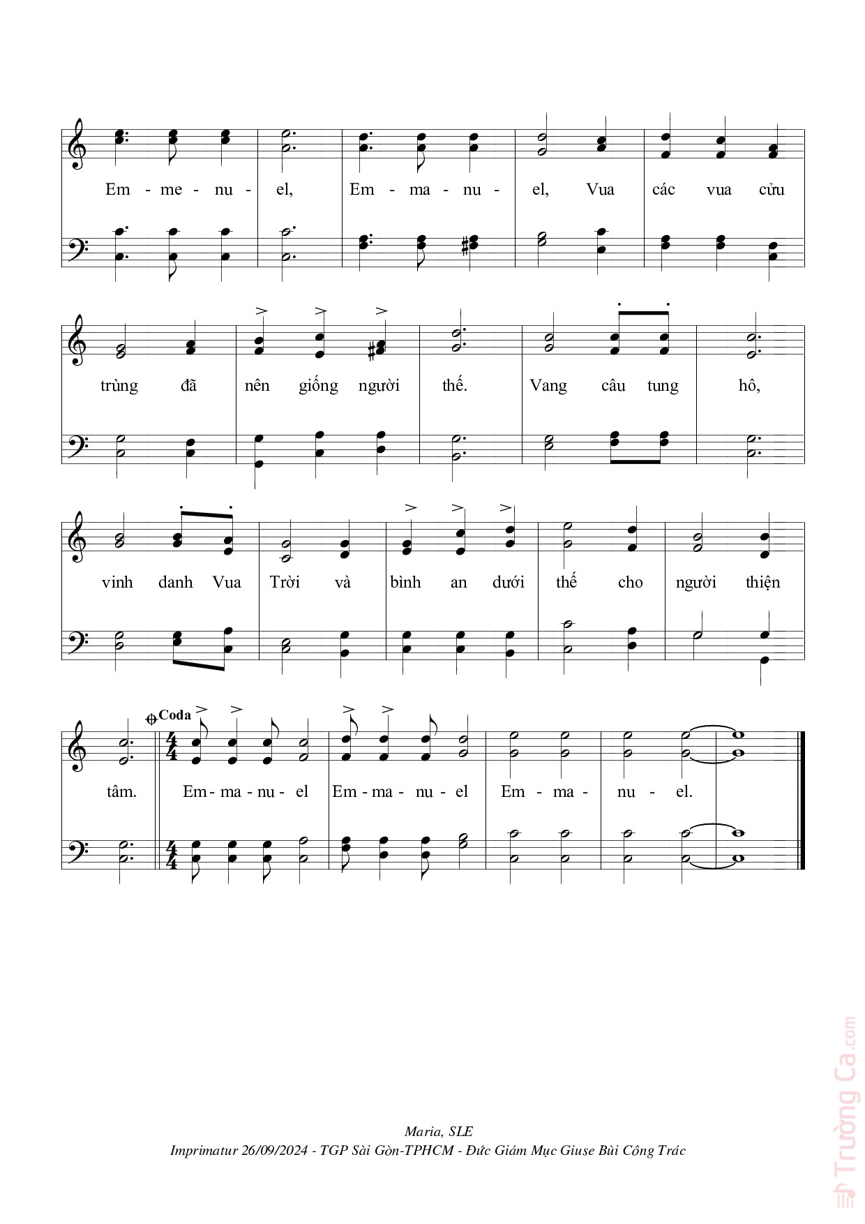 Page 2 of Sheet music PDF Mừng Vua Trời Giáng Sinh - Maria. Sle