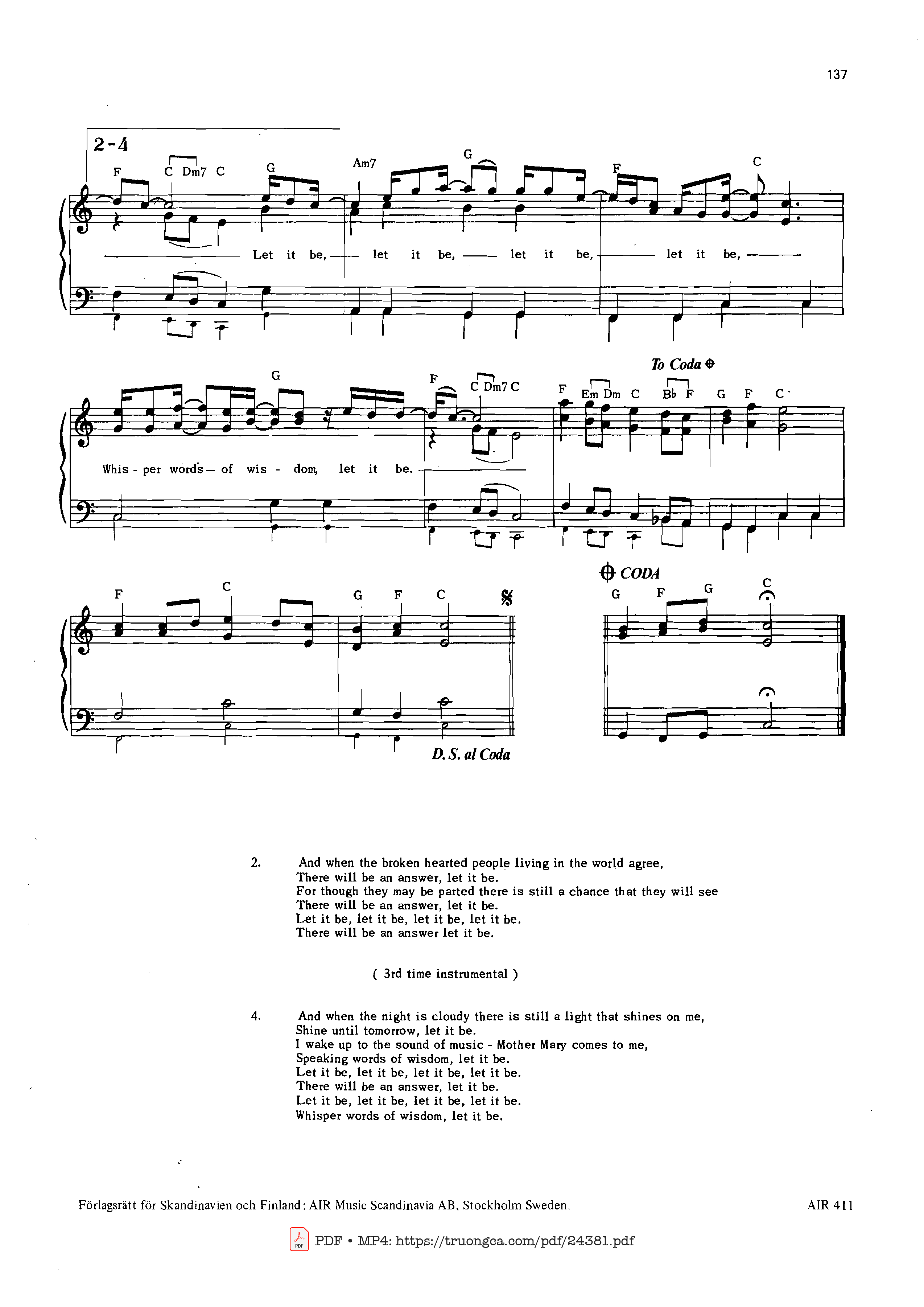 Page 2 of Sheet music PDF Let it be sheet Piano - Paul Mccartney