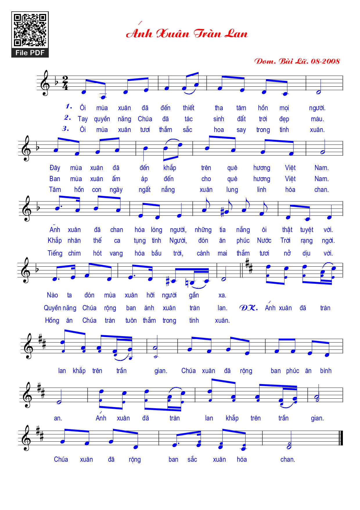 Sheet PDF of Ánh xuân tràn lan