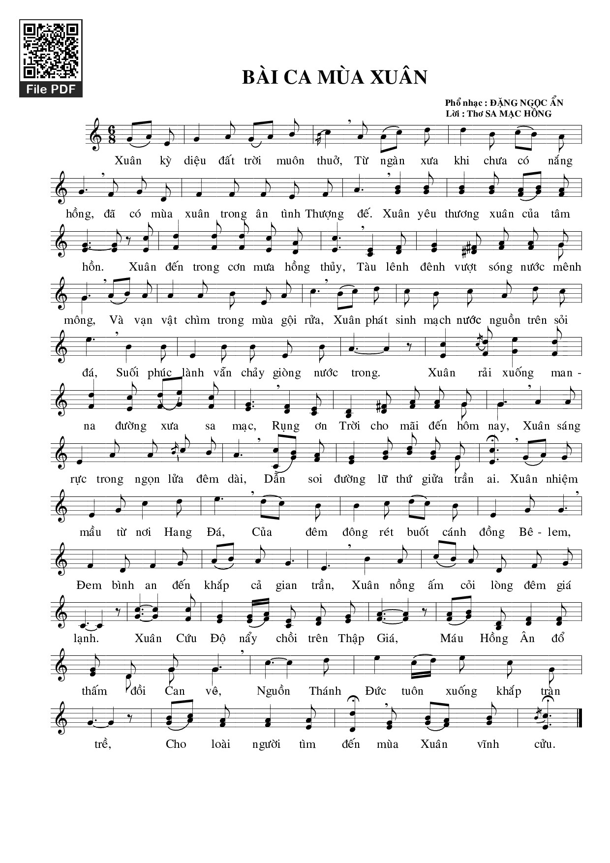 Sheet PDF of Bài ca mùa xuân