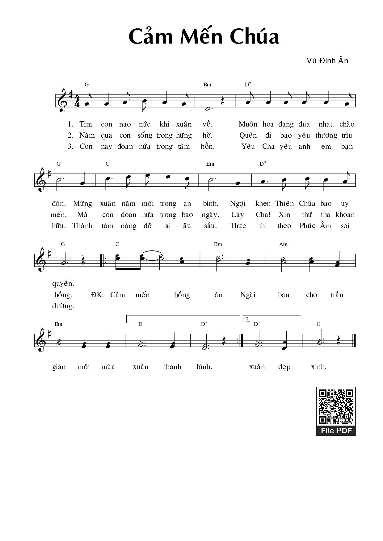 Sheet PDF of Cảm mến Chúa