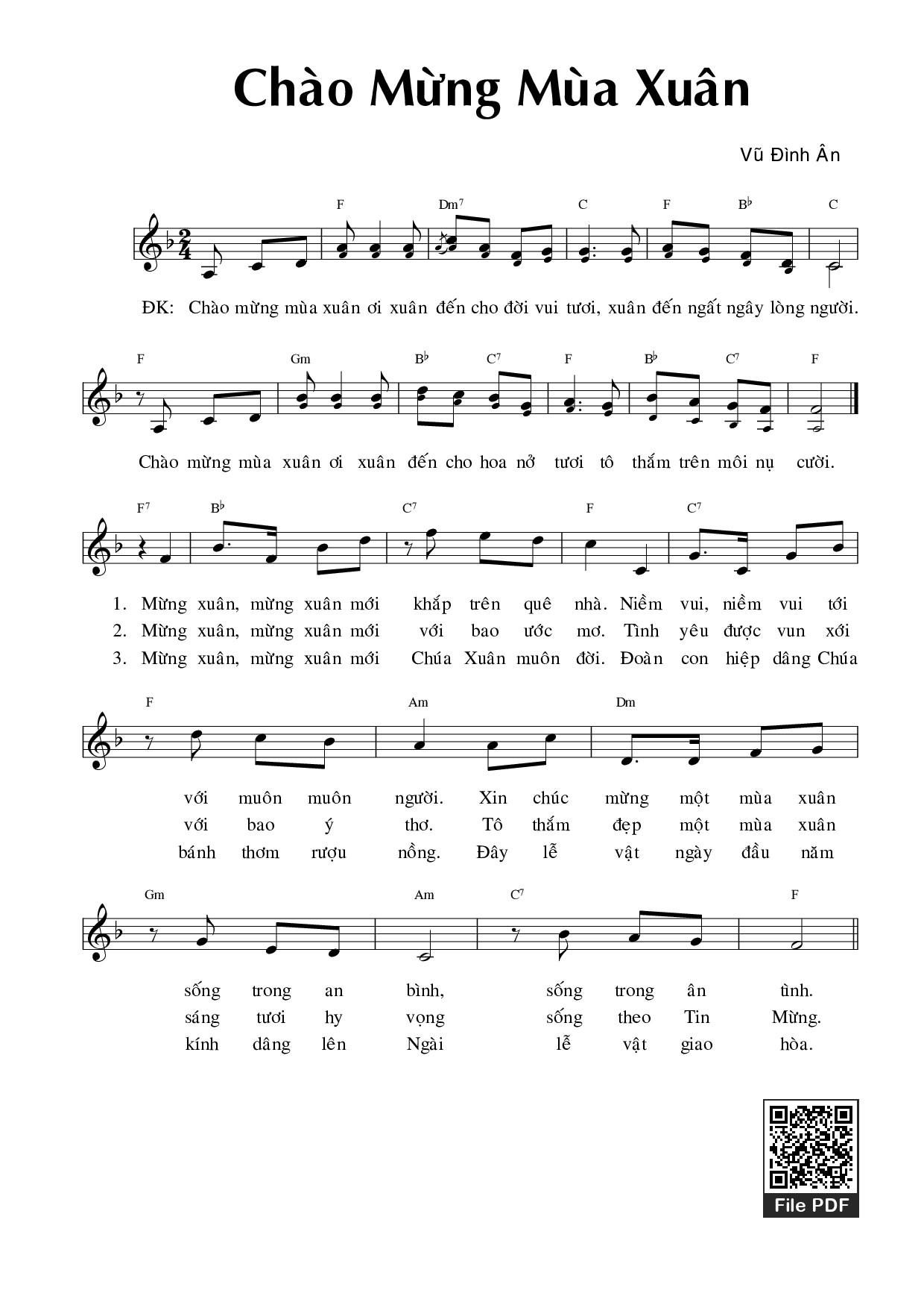 Page 1 of Sheet music PDF Chào mừng mùa xuân - Vũ Đình Ân