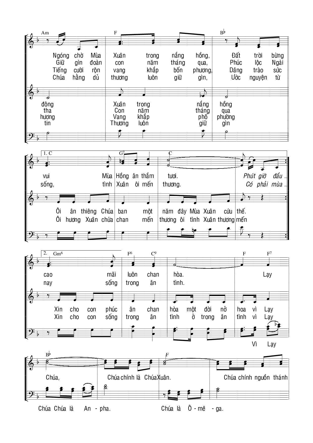 Page 2 of Sheet music PDF Chúa chính là mùa xuân (4 bè) - Thế Thông