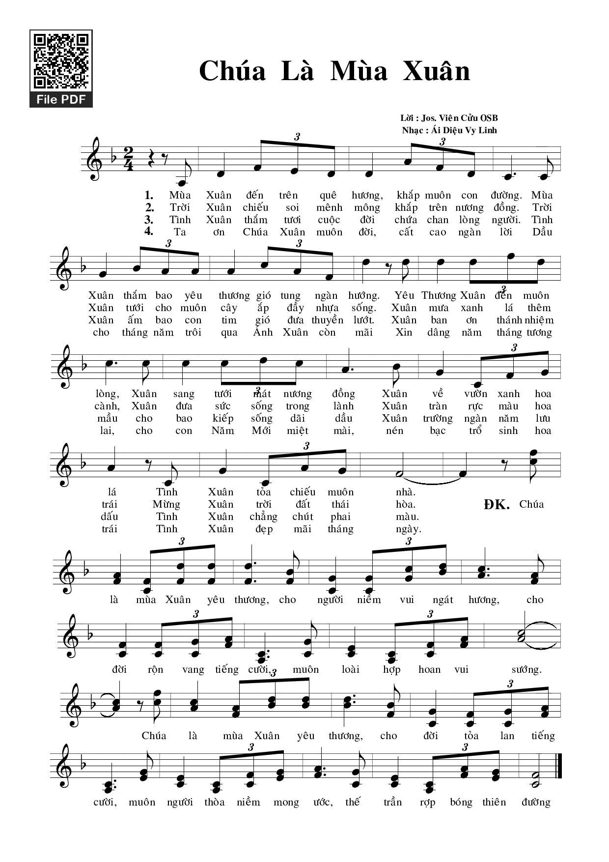 Sheet PDF of Chúa là mùa xuân