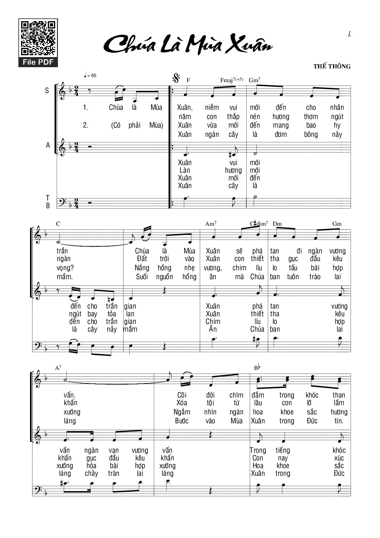 Sheet PDF of Chúa là mùa xuân