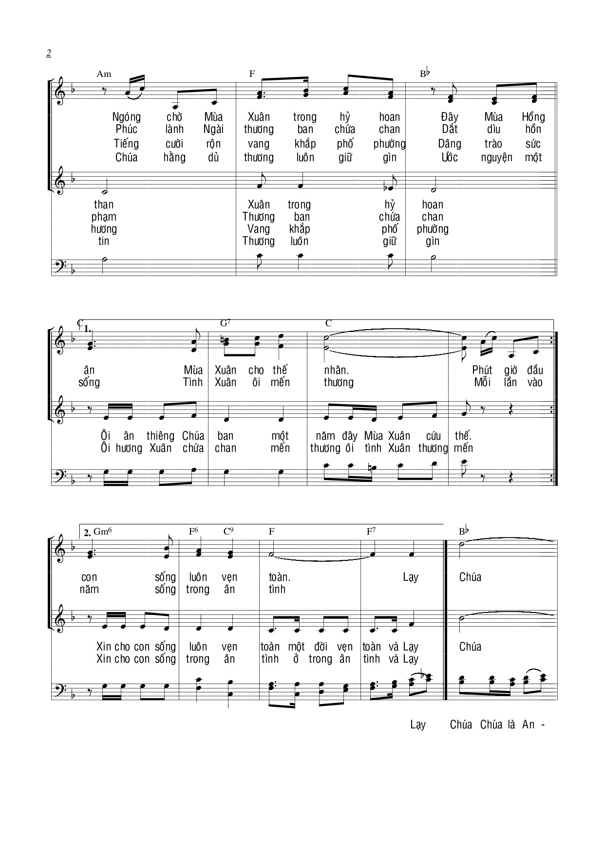 Page 2 of Sheet music PDF Chúa là mùa xuân - Thế Thông