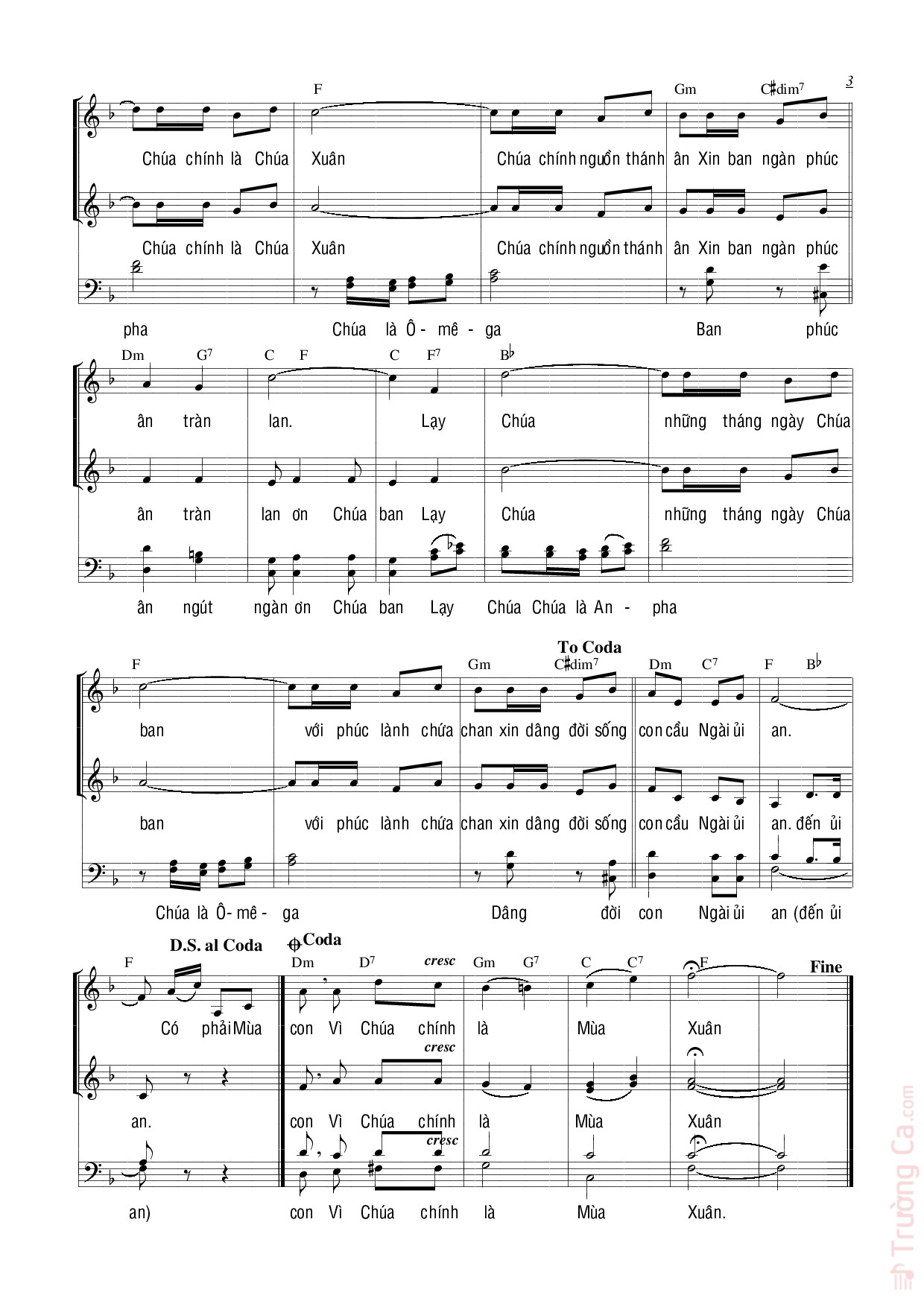 Page 3 of Sheet music PDF Chúa là mùa xuân - Thế Thông
