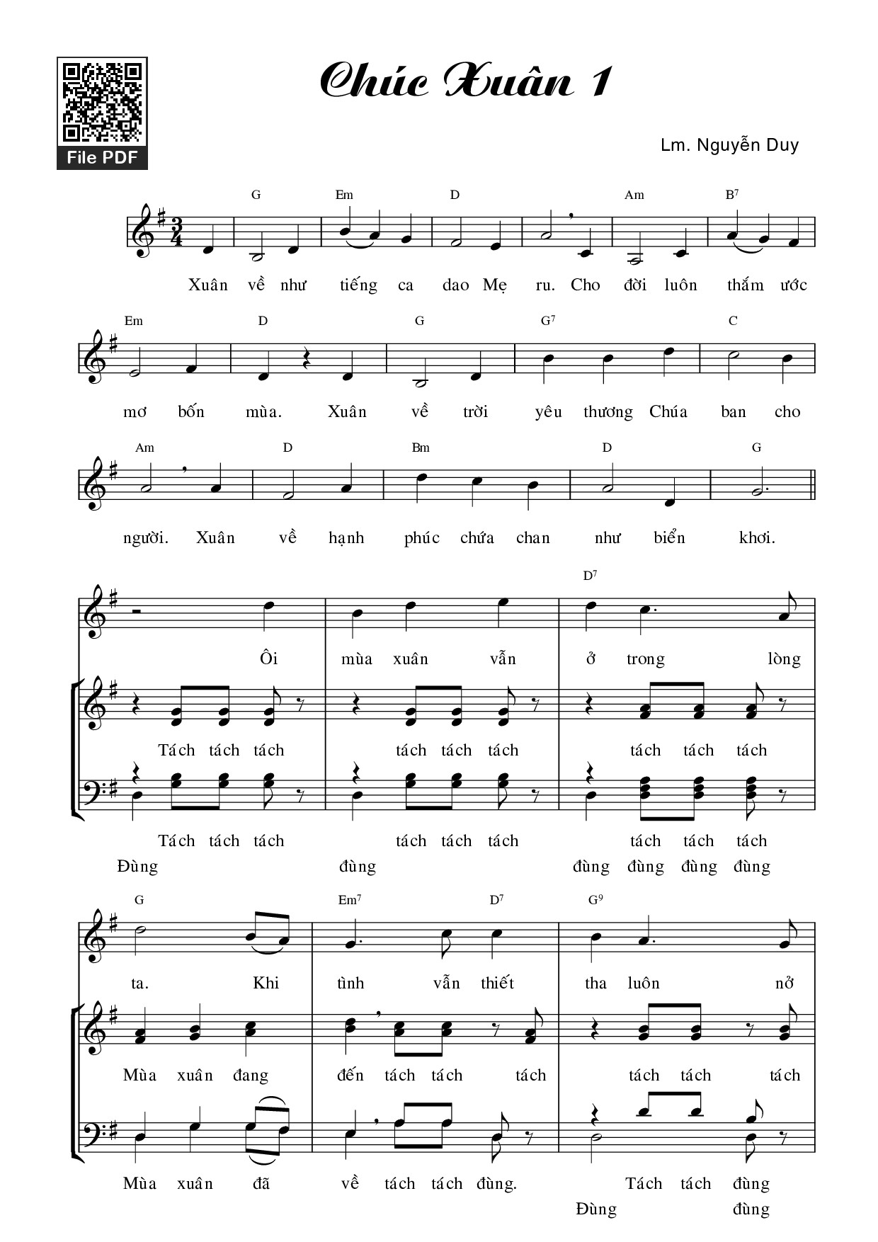 Sheet PDF of Chúc xuân. 1 - Nguyễn Duy
