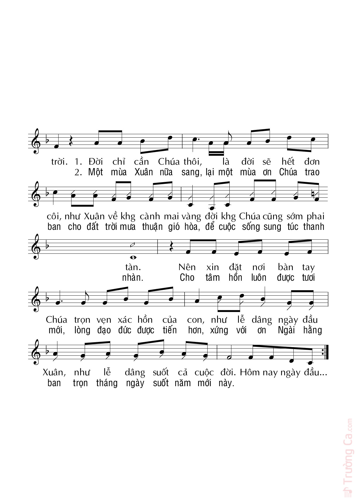 Page 2 of Sheet music PDF Dâng Chúa mùa xuân mới - Duy Linh PHN