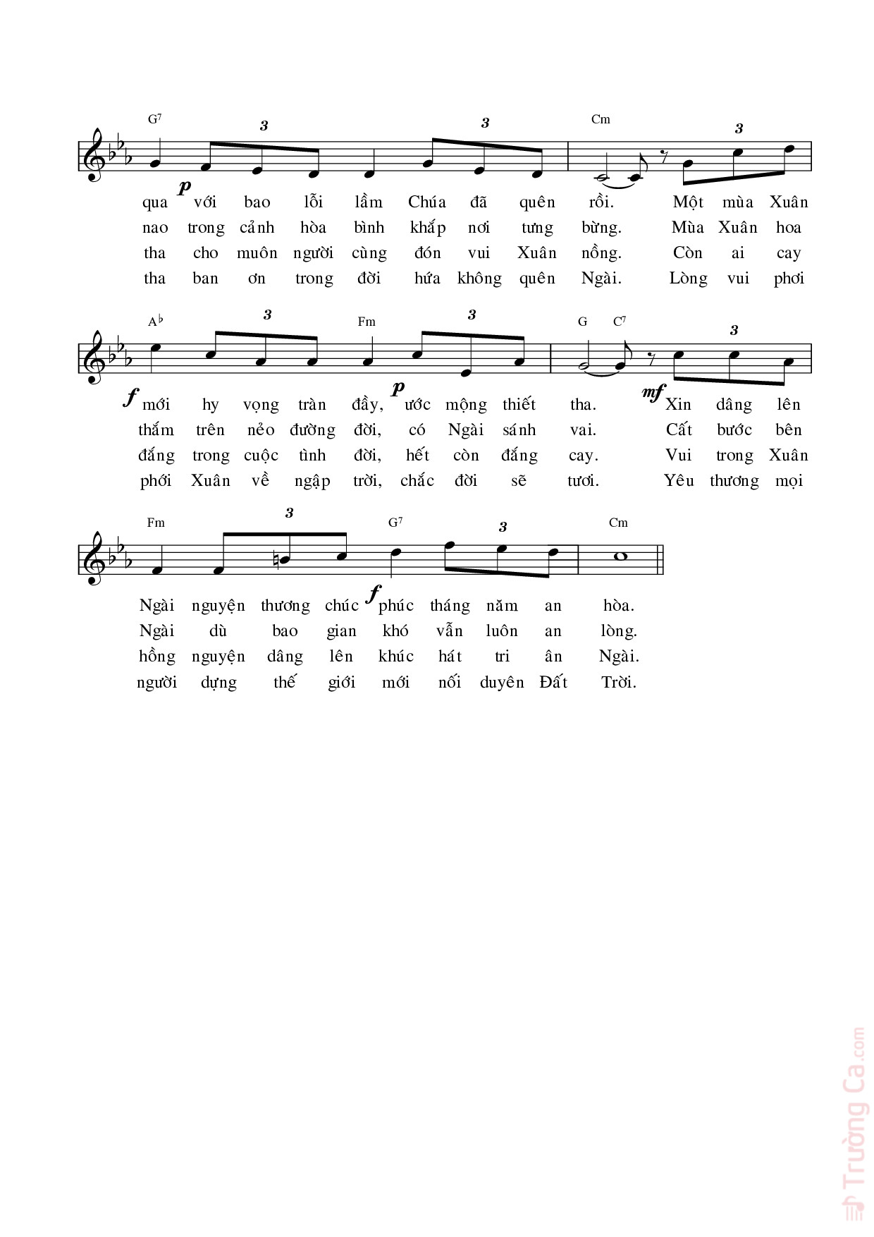 Page 2 of Sheet music PDF Đầu xuân cảm tạ Ngài - Hồng Trần