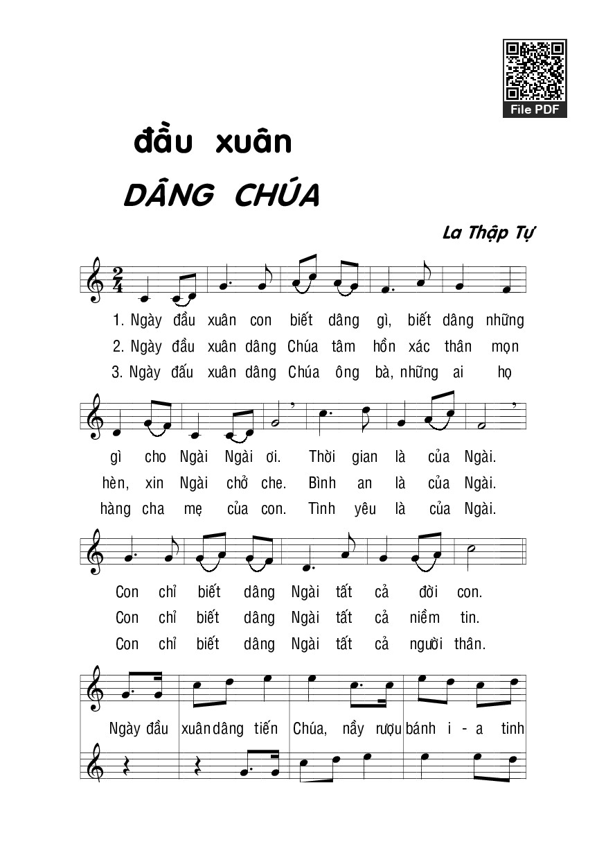 Page 1 of Sheet music PDF Đầu xuân dâng Chúa - La Thập Tự