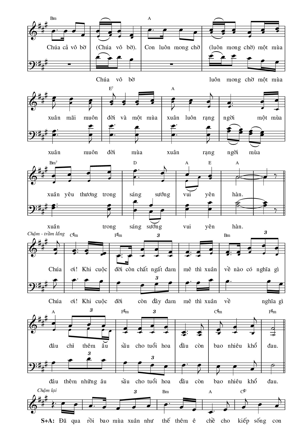 Page 2 of Sheet music PDF Đêm xuân nguyện cầu - Thái Nguyên